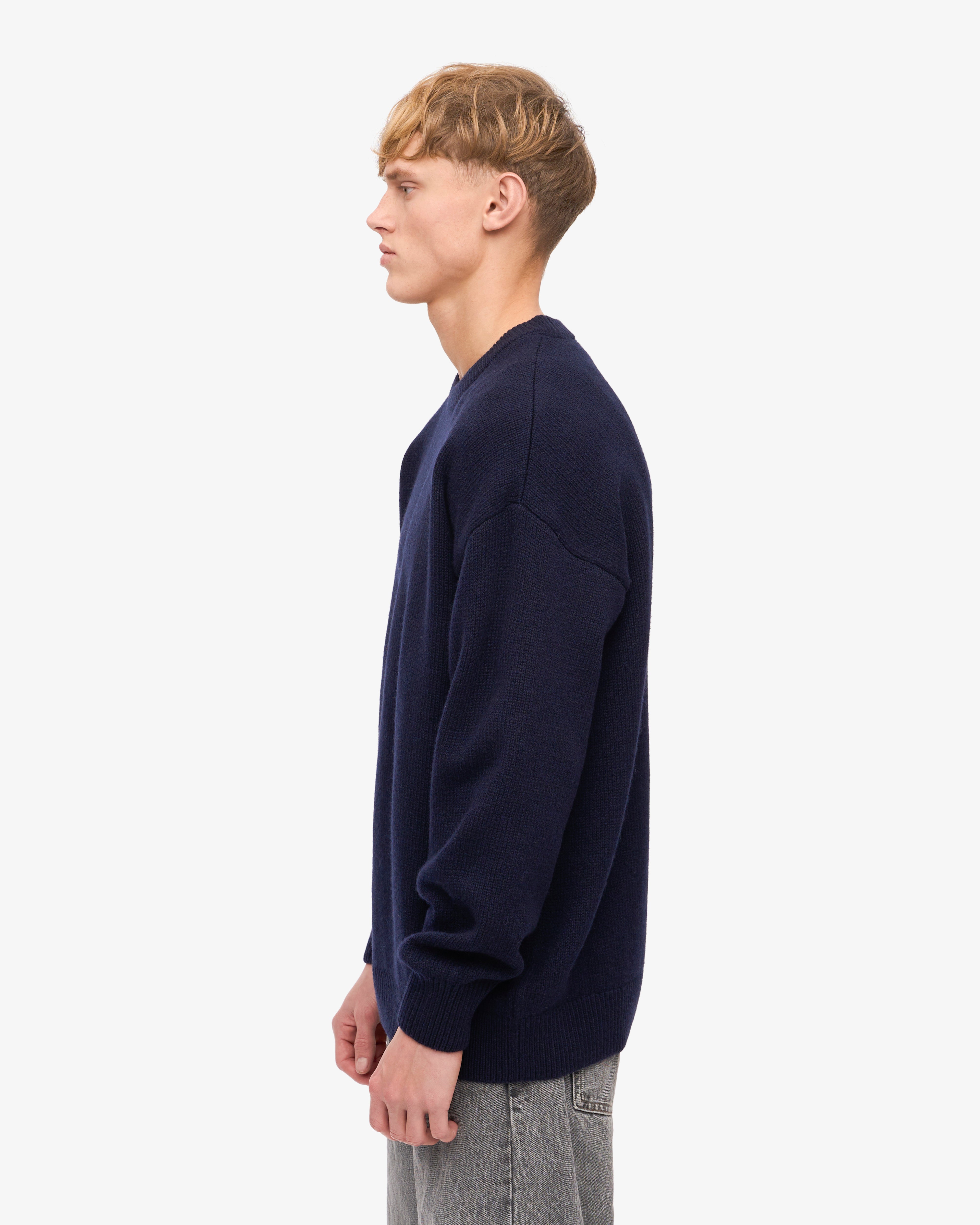 Premium Oversized Merino Wool Sweater for Women - Soft & Warm Navy Blue Crewneck Pullover - Perfect for Winter Layering, Casual Outfits & Cozy Home Wear