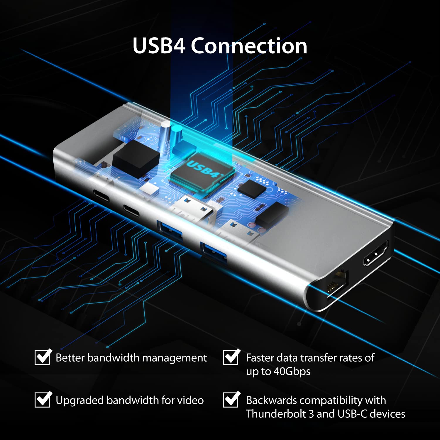 J5Create USB4 8K Multi-Function Hub with 8K60/4K144 HDMI, 2.5G Ethernet, 100W PD Charging, 10Gbps USB-A & USB-C Ports - Compatible with MacBook, Windows, Thunderbolt 3/4 & USB4 Devices (JCD403) - Perfect for Home Office, Gaming & 4K/8K Video Editing