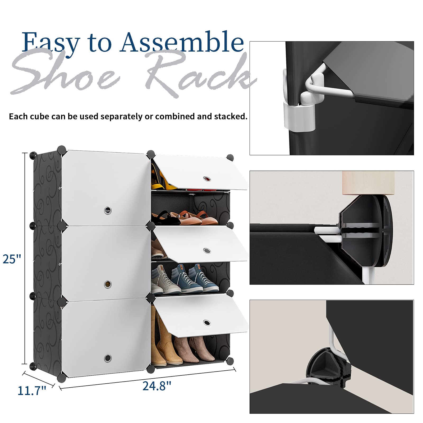 Aeitc 64 Pairs Expandable Stackable Shoe Rack Organizer - Space Saving Shoe Storage Cabinet for Entryway, Hallway & Closet | Perfect for Small Apartments, Dorm Rooms & Tight Spaces