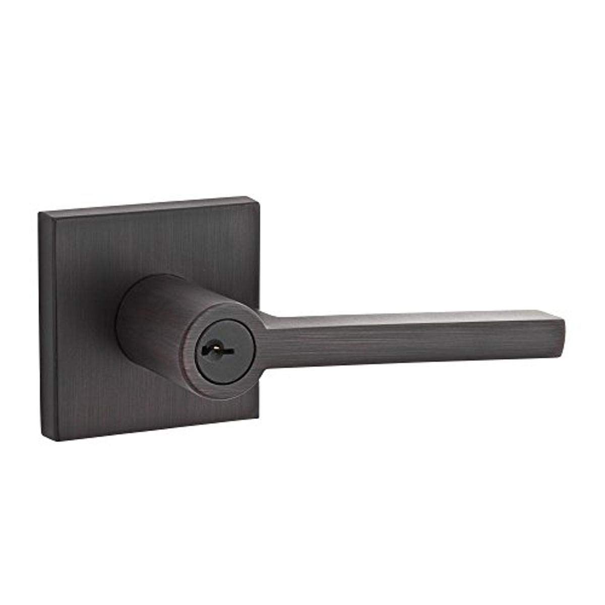 Baldwin ENSQUCSR112 Reserve Entry Lockset with Contemporary Square Rose - Aged Bronze Finish | Secure & Stylish Door Lock for Modern Homes & Offices