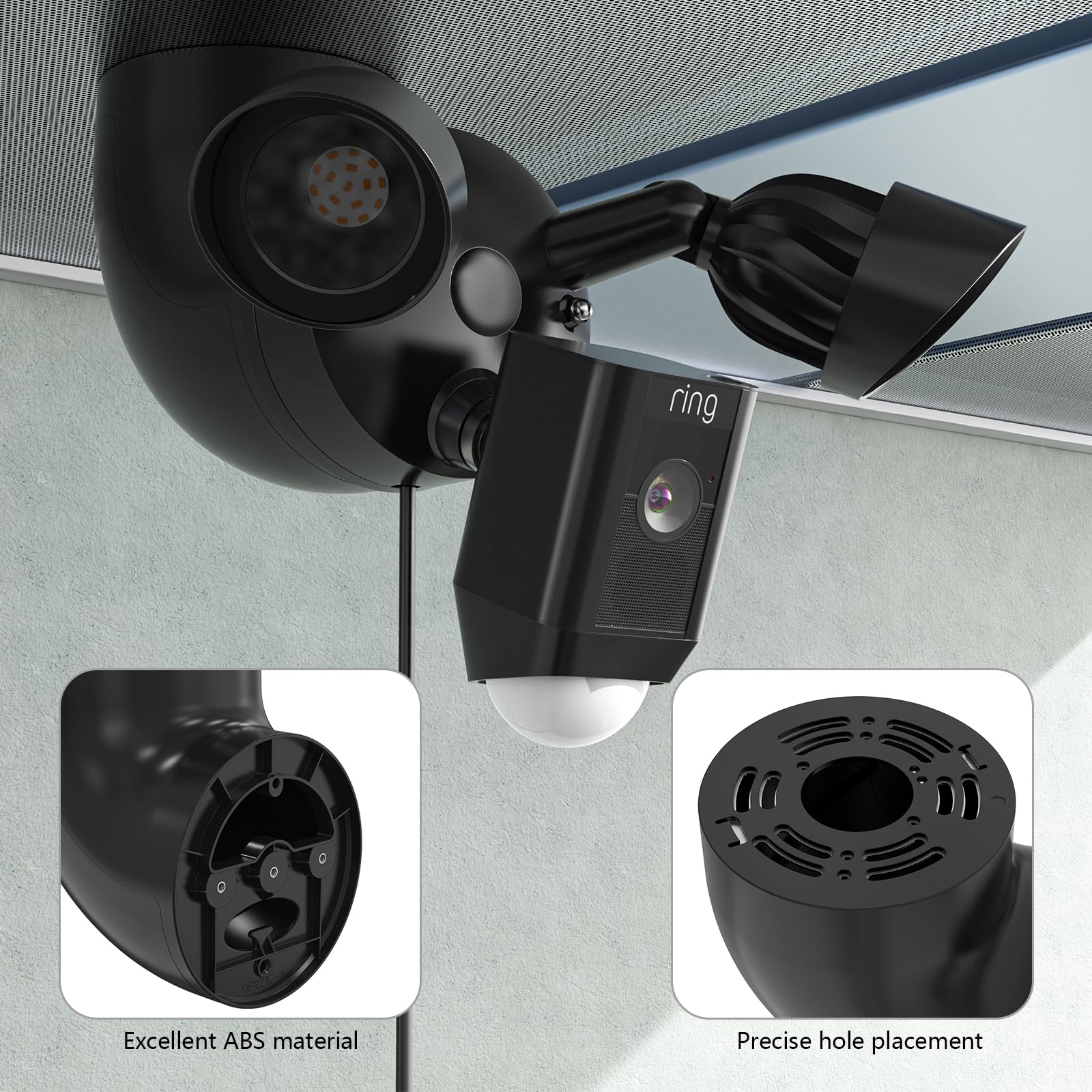 Outdoor Camera Eave Mount Bracket for Ring/Blink/Wyze Floodlight Cams - Black for Home Security