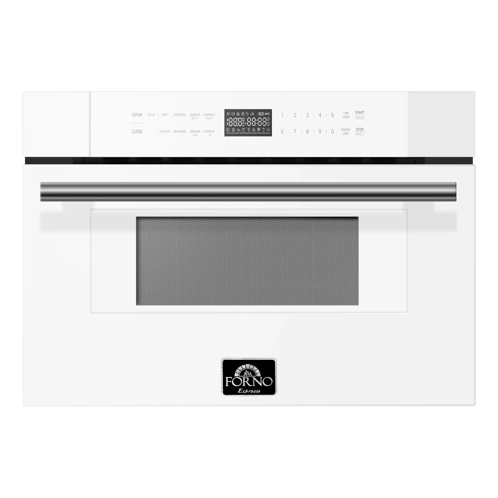 Forno 30 Inch Built-In Microwave Drawer in White with Antique Brass Trim - FMWDR3000 30WHT | Perfect for Modern Kitchens & Small Spaces