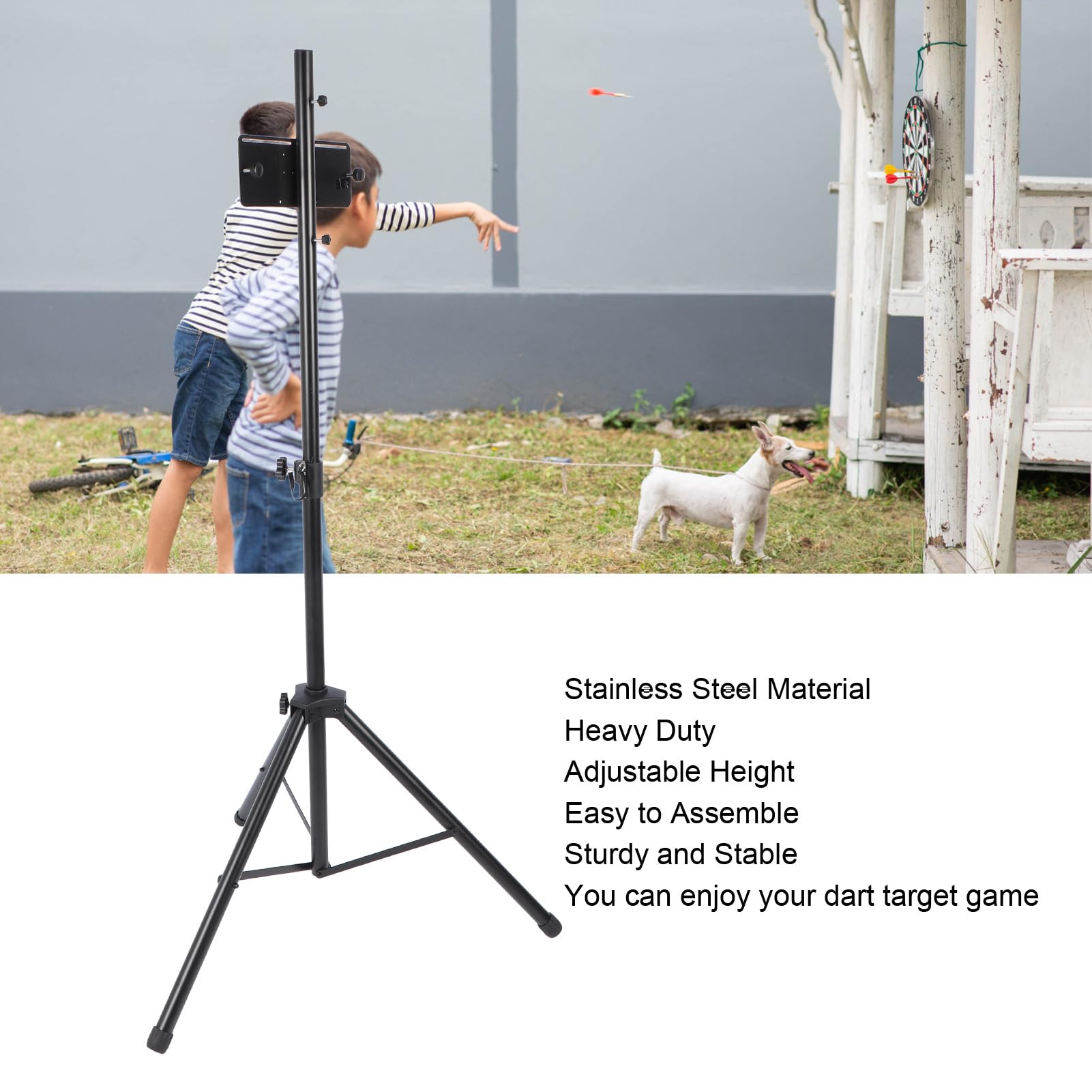 Portable Adjustable Height Dartboard Stand with Tripod Base - Perfect for Indoor & Outdoor Dart Games, Parties, and Pub Entertainment