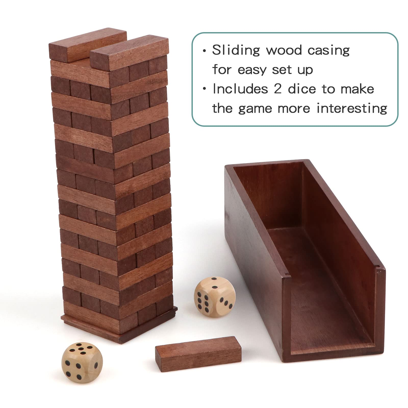 54PCS Wooden Stacking Blocks Game - Classic Tumbling Tower Toy for Kids, Adults & Family Fun | Montessori Learning Toys, Tabletop Party Games with Storage Box | Perfect for Birthday Parties, Classroom Activities & Family Game Nights