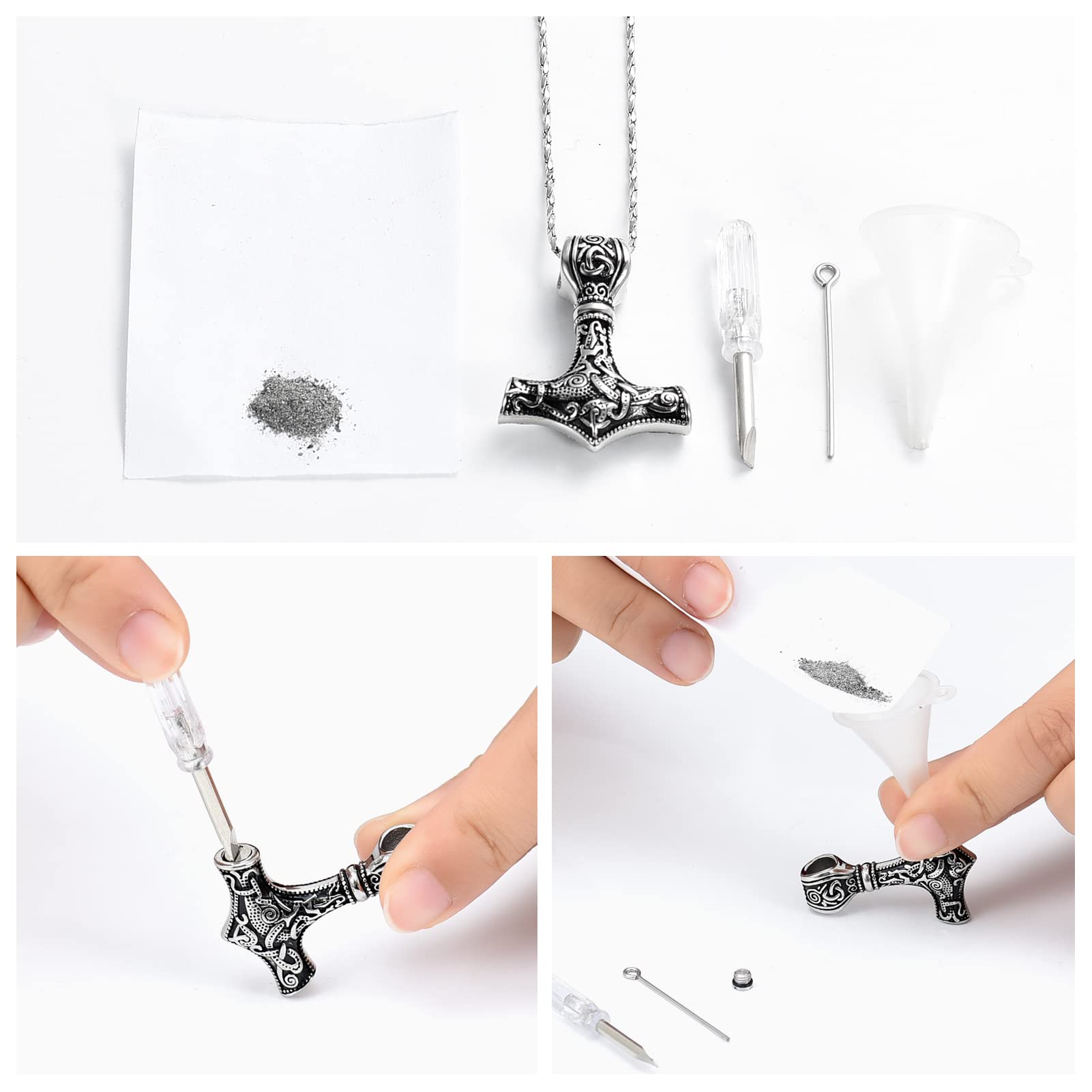Mjolnir Thor's Hammer Cremation Jewelry Pendant - Memorial Ash Urn Necklace for Men & Women - Mini Keepsake Urn for Ashes - Perfect for Viking-Themed Memorials & Norse Tribute Gifts