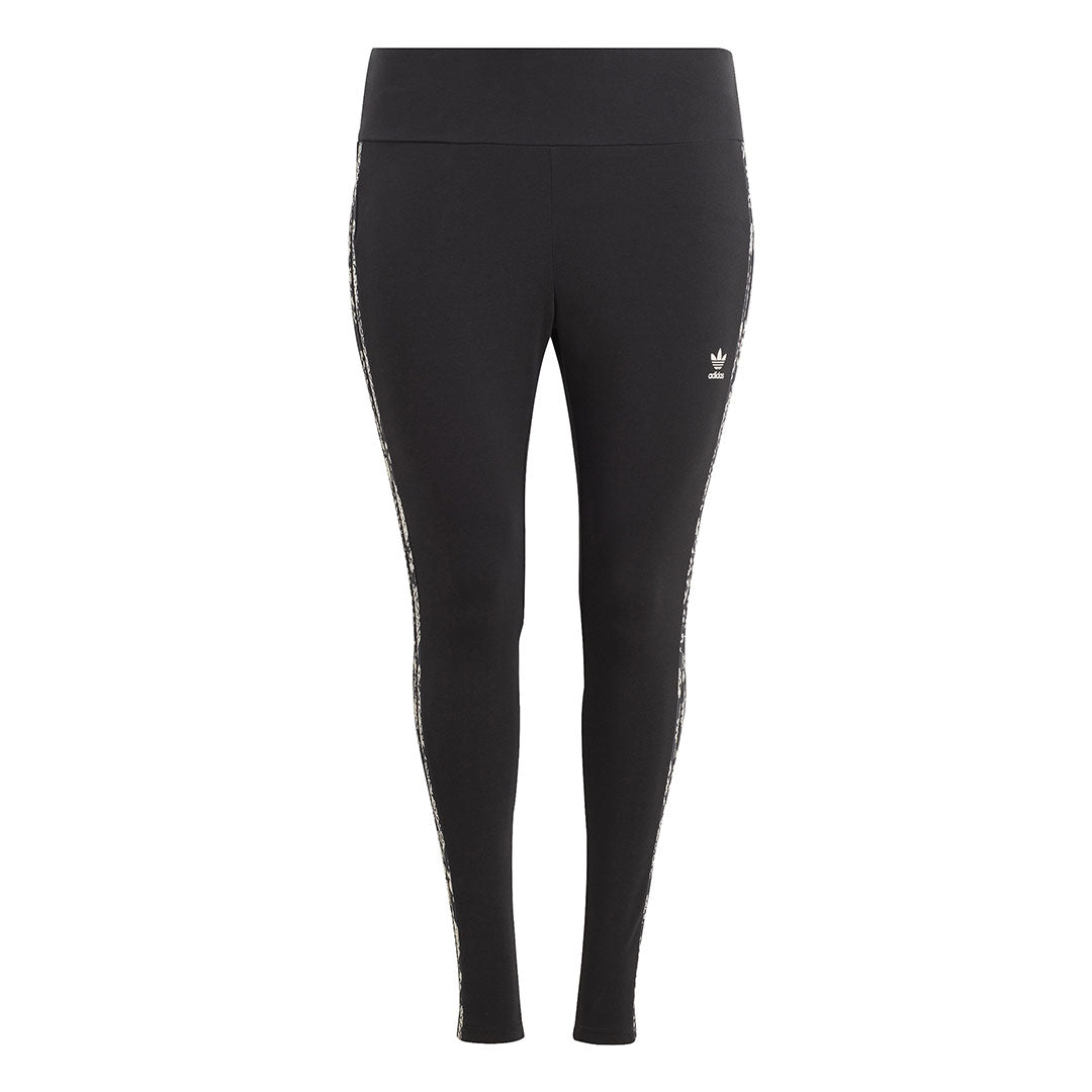 Adidas Women's 3 Stripes Print Leggings - Plus Size High Waist Yoga Pants for Workout & Running (IB8795) - Perfect for Gym, Fitness & Casual Wear