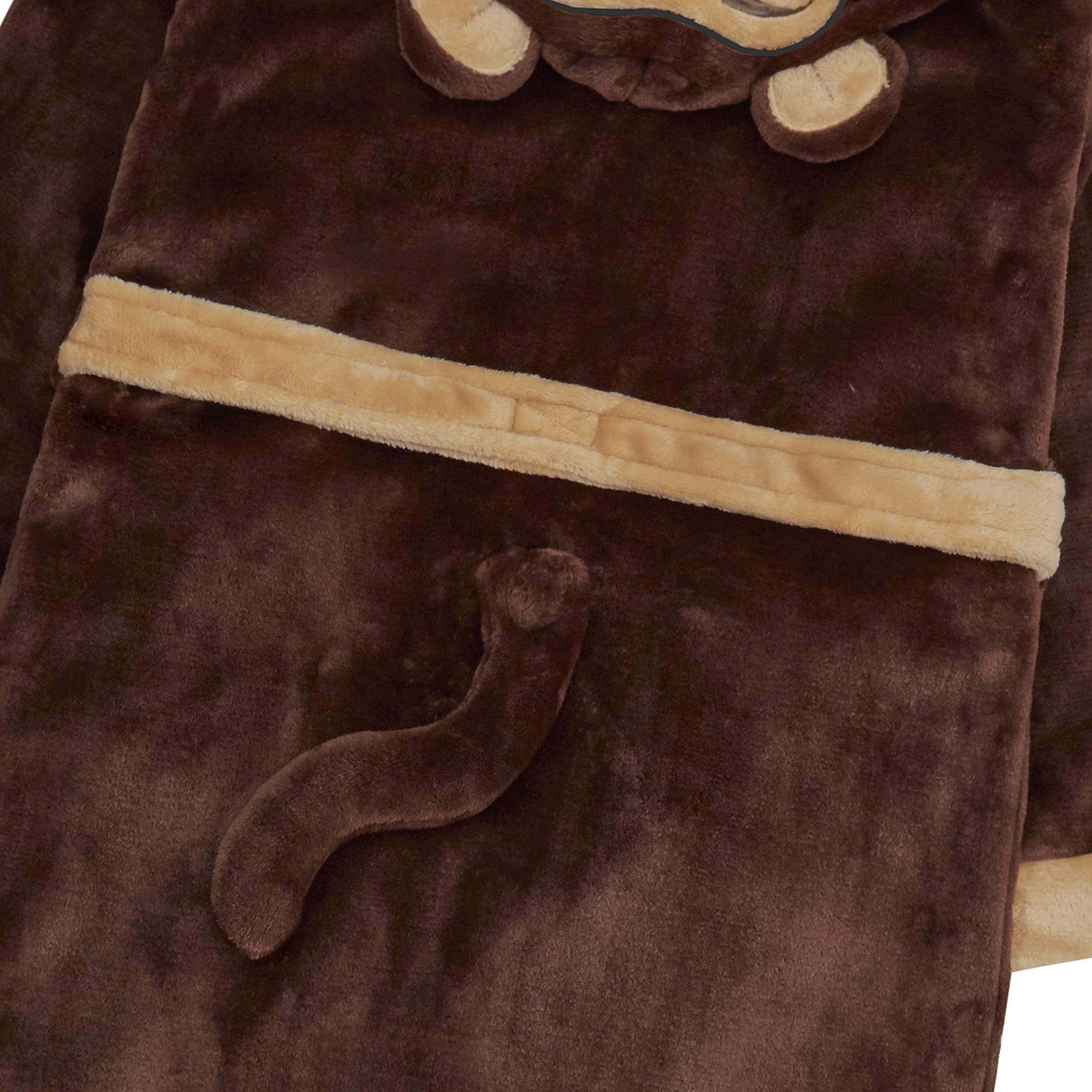 Soft Monkey Plush Fleece Dressing Gown for Kids - Cozy Animal Print Bathrobe for Boys & Girls - Perfect for Bedtime, Lounging & Playtime