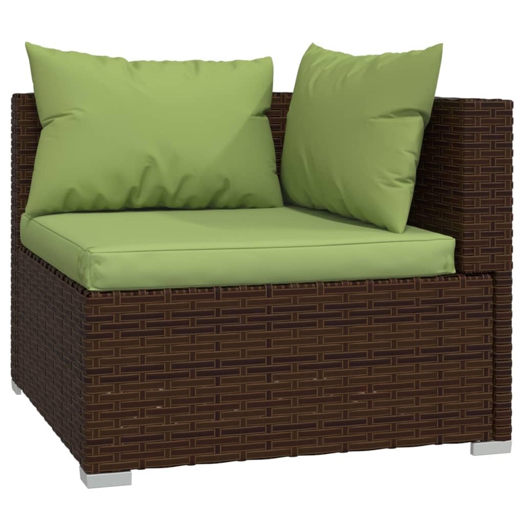YAFF 8-Piece Patio Lounge Set with Cushions - Brown Poly Rattan Outdoor Furniture (149.2 lbs) for Garden, Poolside & Backyard Relaxation