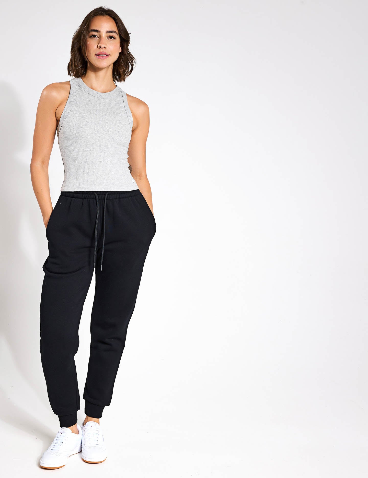 Harmony Ribbed Tank Top for Women - Soft Stretch Grey Marl Casual Shirt - Perfect for Yoga, Gym & Everyday Wear