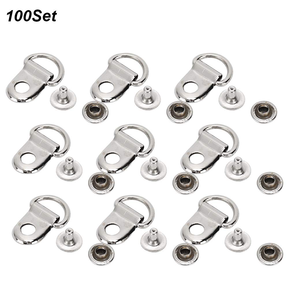 100 Sets Brass Shoe Boot Lace Hooks with Rivets - D-Ring Eyelet Buckles for Boots & Shoes - Perfect for Outdoor Hiking, Work Boots, and Fashion Footwear Accessories