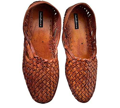 Handmade Men's Leather Woven Mules - Criss Cross Design Dark Brown Casual Flats | Kolhapuri Shoes for Comfortable Indoor & Outdoor Wear