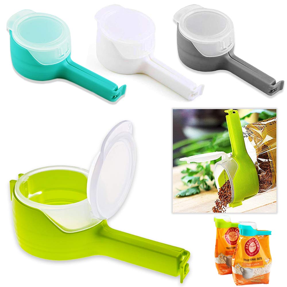 FCOZM Food Storage Bag Clips with Pour Spouts - Plastic Sealing Clips for Chips, Snacks & Kitchen Organization - Perfect for Resealing Bags, Keeping Food Fresh & Pantry Storage