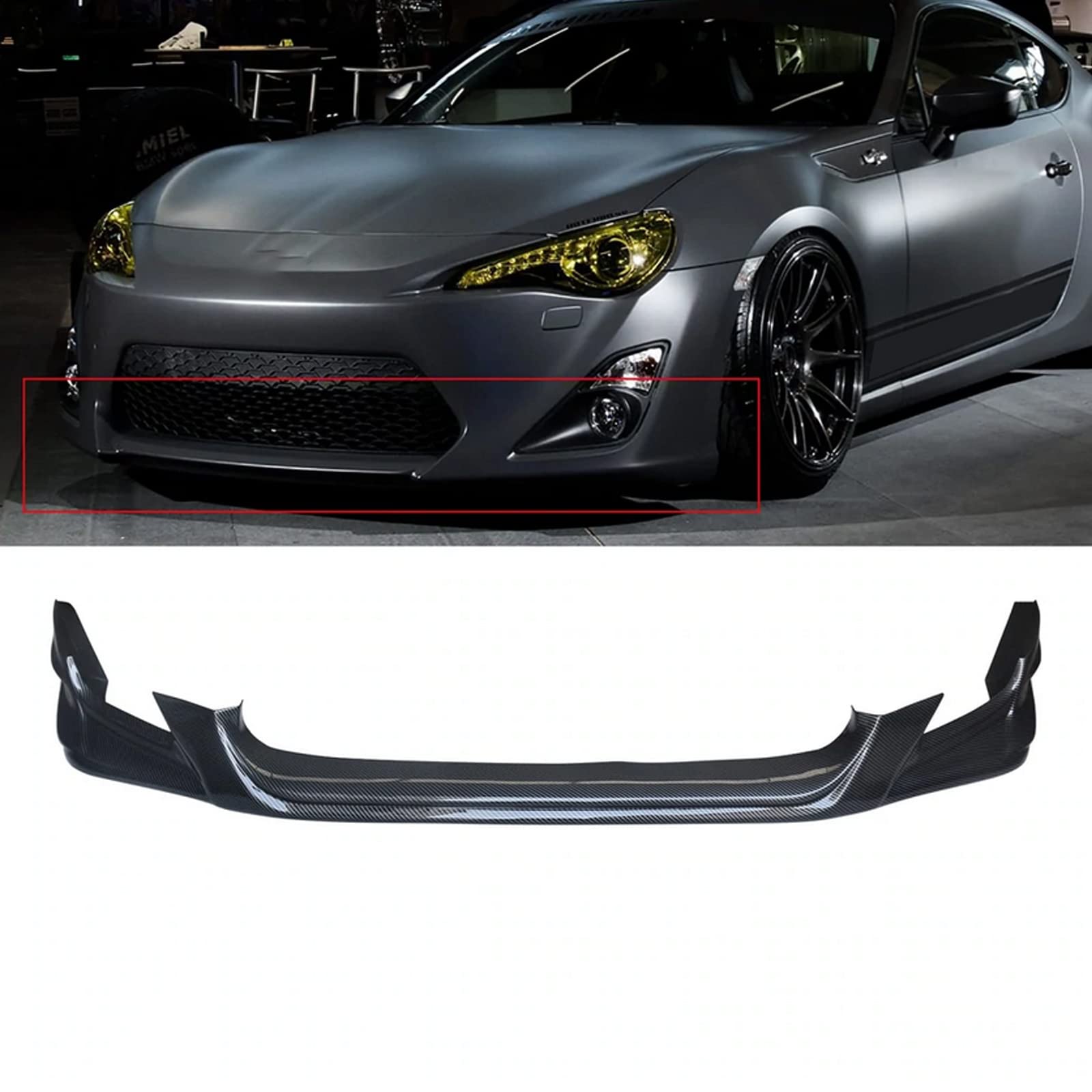 Carbon Fiber Front Bumper Lip for 2012-2016 Toyota Scion FR-S | RS Style Add-On Splitter Spoiler | Body Kit Diffuser & Air Dam | Perfect for Street Racing & Car Customization