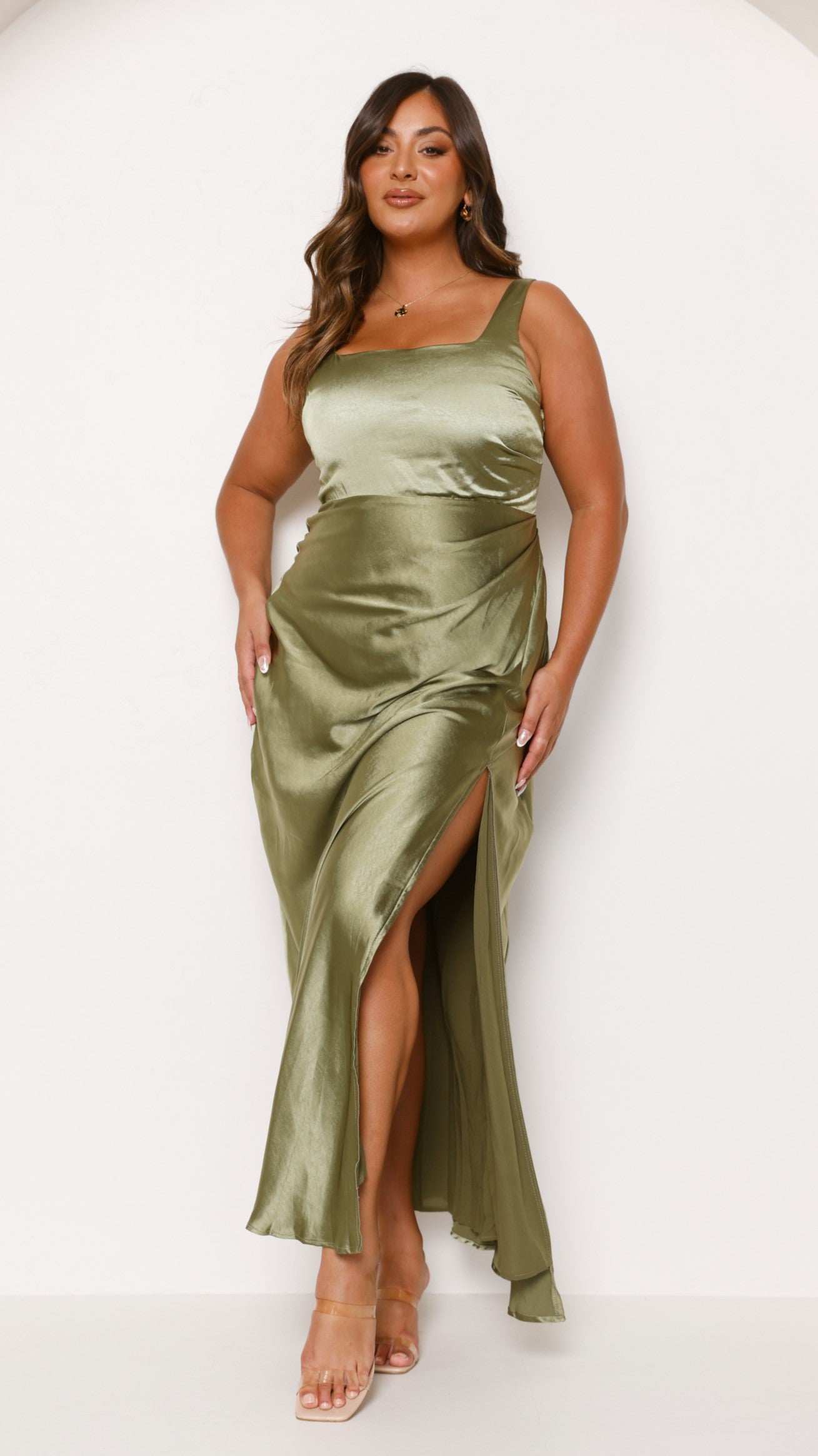 Alaria Maxi Dress for Women - Olive Green Flowy Long Dress with Pockets, Perfect for Beach, Vacation & Summer Outfits