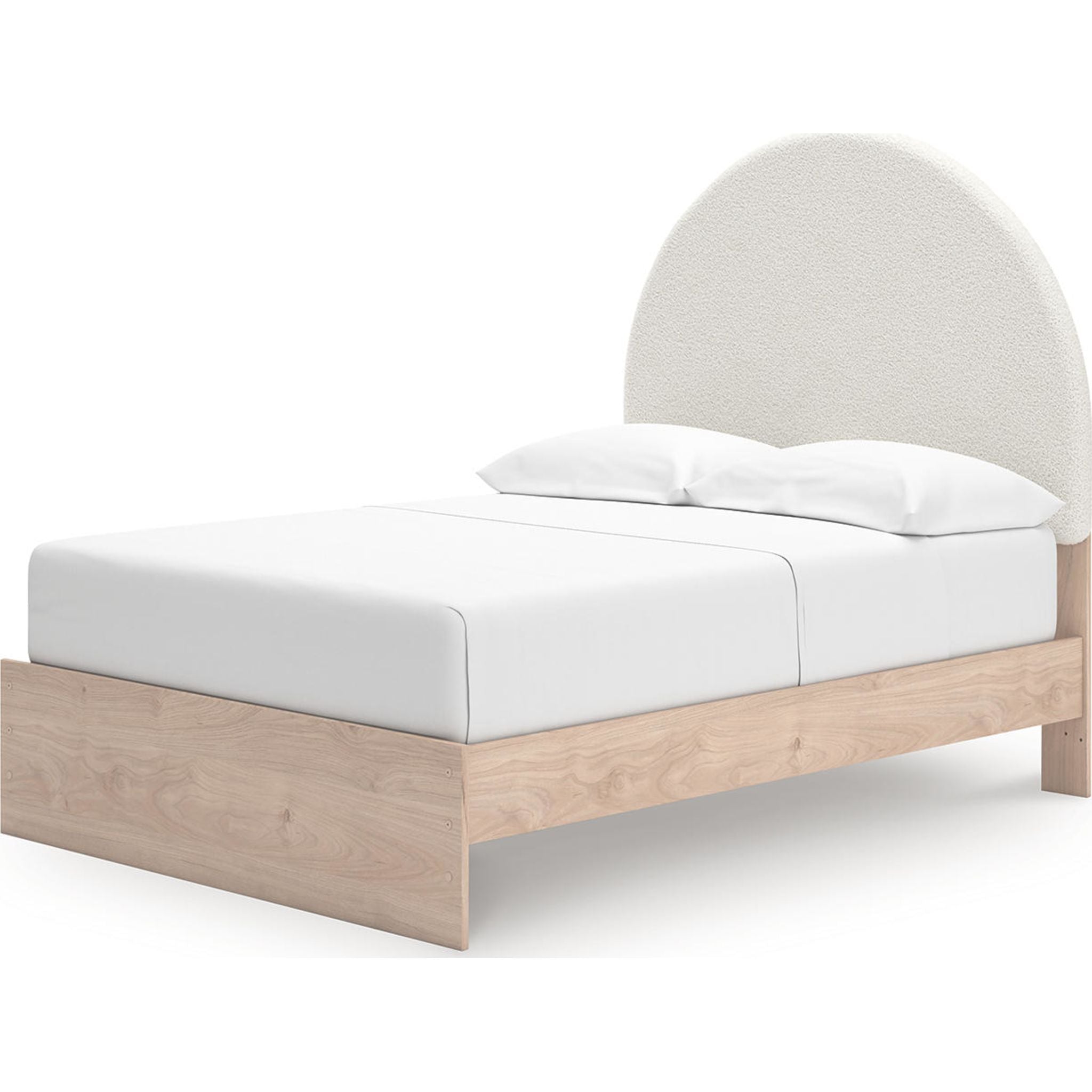 Arloster Modern Platform Bed Frame - Queen Size, Tan & White Wooden Slat Support - Perfect for Bedroom, Guest Room, or Studio Apartment