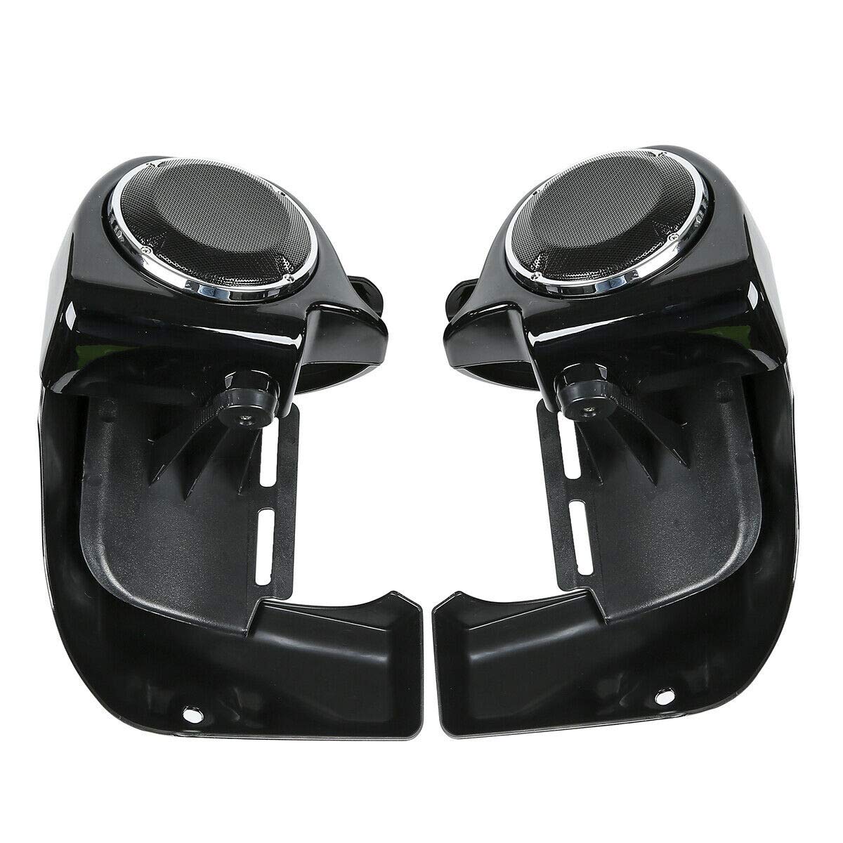 TCMT Lower Vented Leg Fairing with 6.5'' Speaker Grills for Harley Touring Models - Road King, Road Glide, Street Glide, Electra Glide Ultra-Classic (1983-2013, Style D) - Perfect for Motorcycle Audio Upgrades & Wind Protection