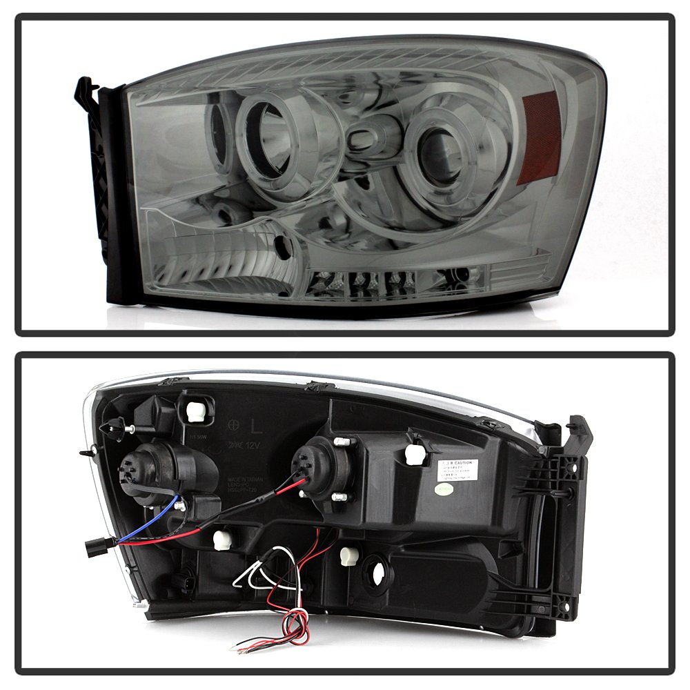 High-Performance LED Halo Headlights for Dodge Ram 1500 (2006-2008) - Chrome/Smoked Lens - Durable & Bright for Night Driving & Off-Road Adventures