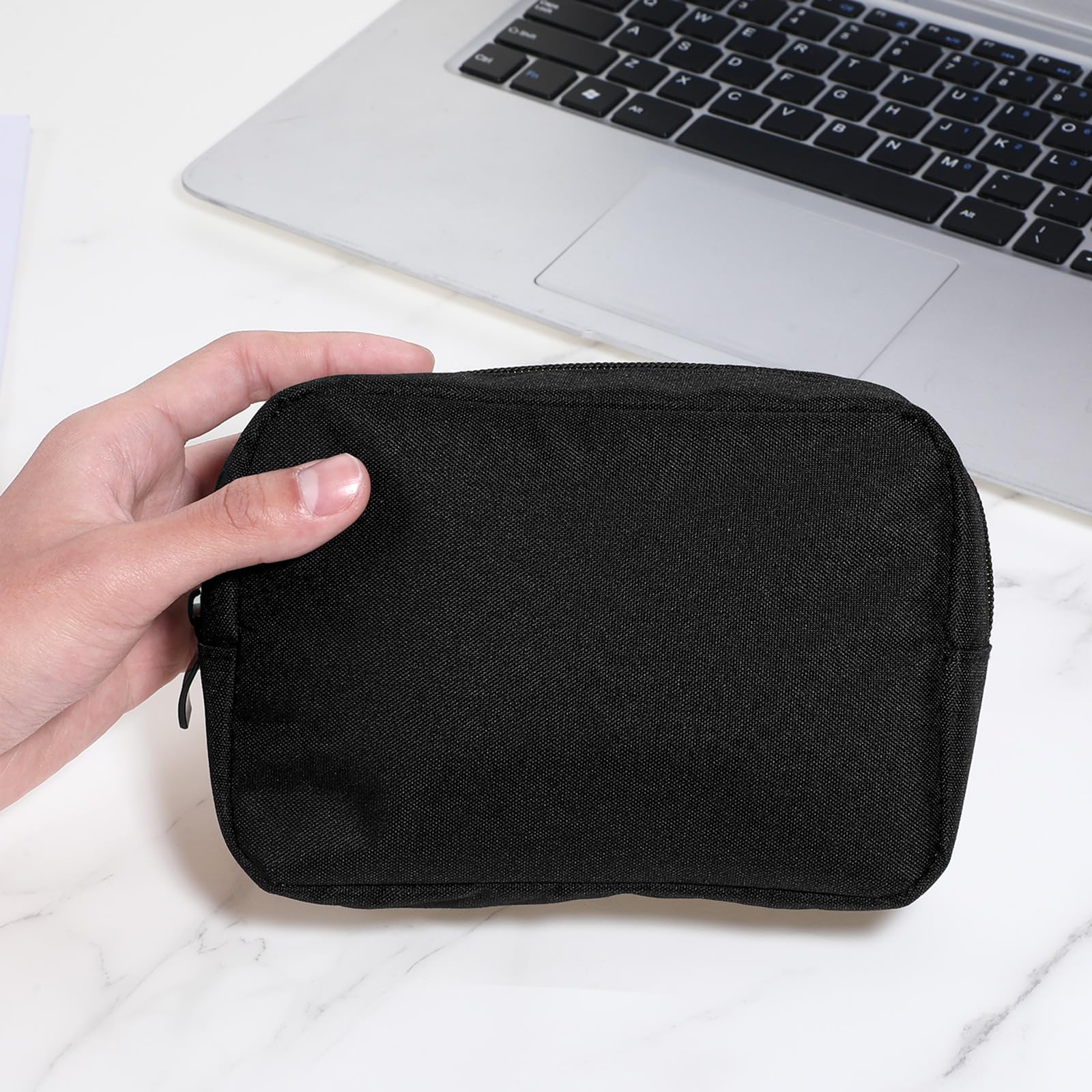 2 Pack Waterproof Small Makeup Bag for Purse - Portable Soft Cosmetic & Electronics Organizer - Mini Toiletry Travel Bag for Women - Perfect for Cosmetics, Jewelry, Phone Accessories & Travel Essentials (Black)
