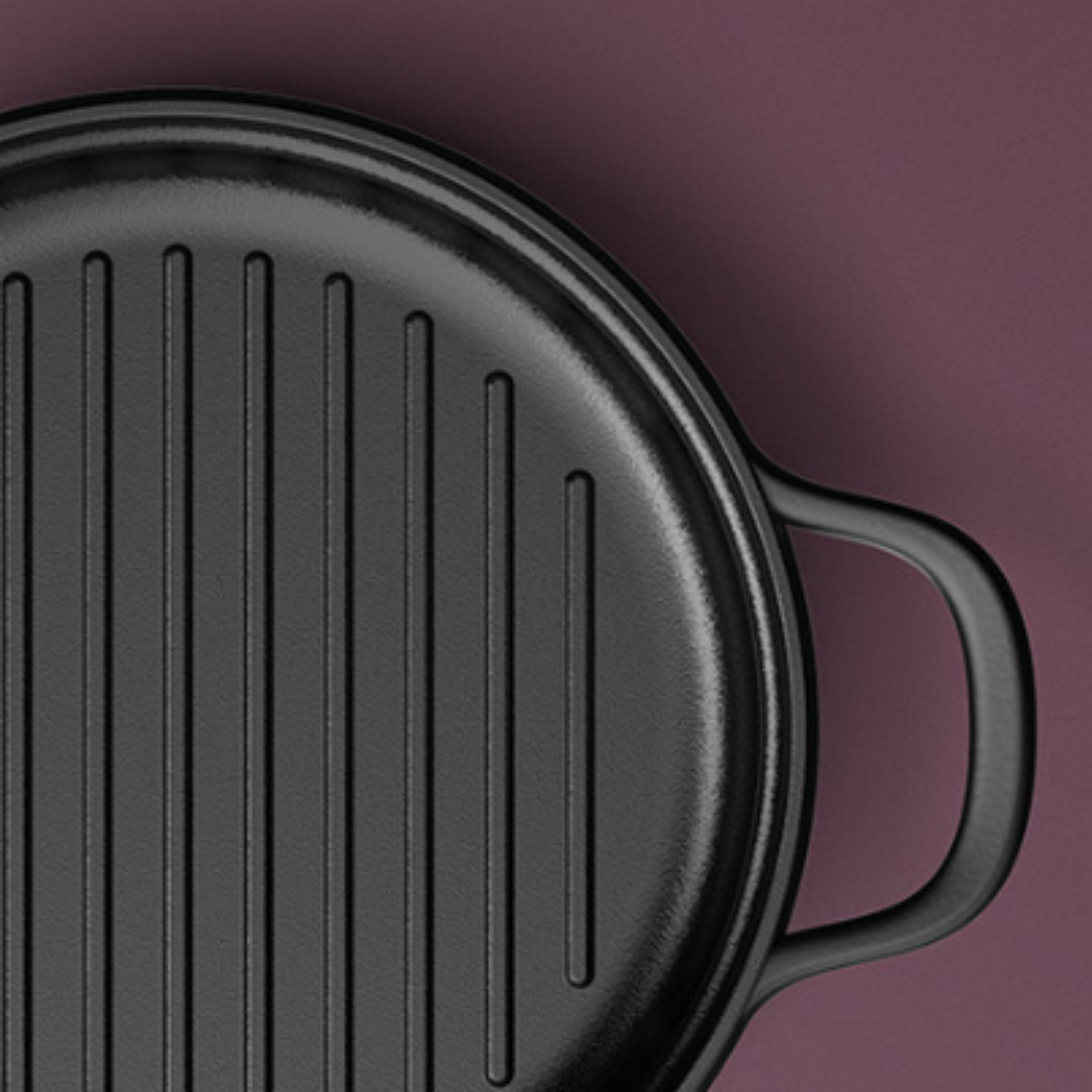 BergHOFF Leo Graphite Enamel Cast Iron Round Grill Pan 10.25 Inch - Premium Non-Stick Grill Pan for Steak, Chicken & Vegetables - Perfect for Indoor & Outdoor Cooking, BBQ, Camping & Stovetop Use