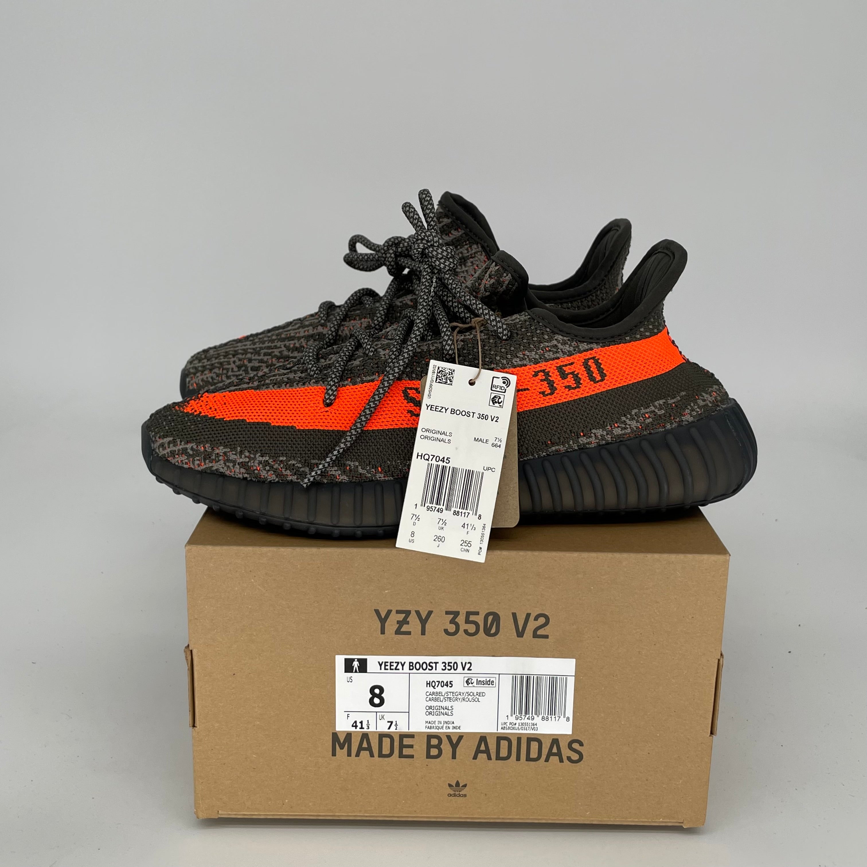 Adidas Yeezy Boost 350 V2 Carbon Beluga - Men's Size 8 Sneakers (Style HQ7045) | Running, Gym & Casual Wear