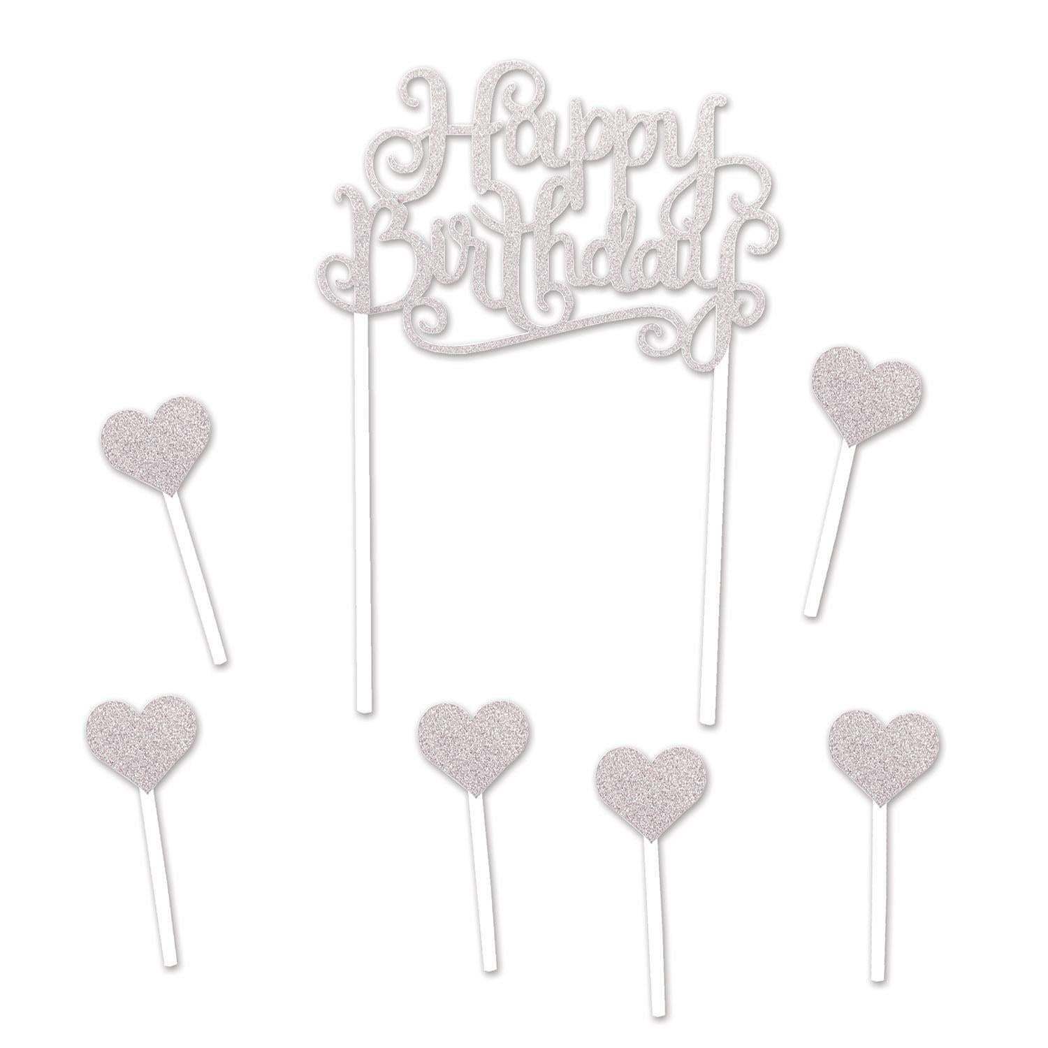 12 Pack Silver Happy Birthday Cake Toppers - Premium Party Decorations for Birthdays, Anniversaries & Celebrations