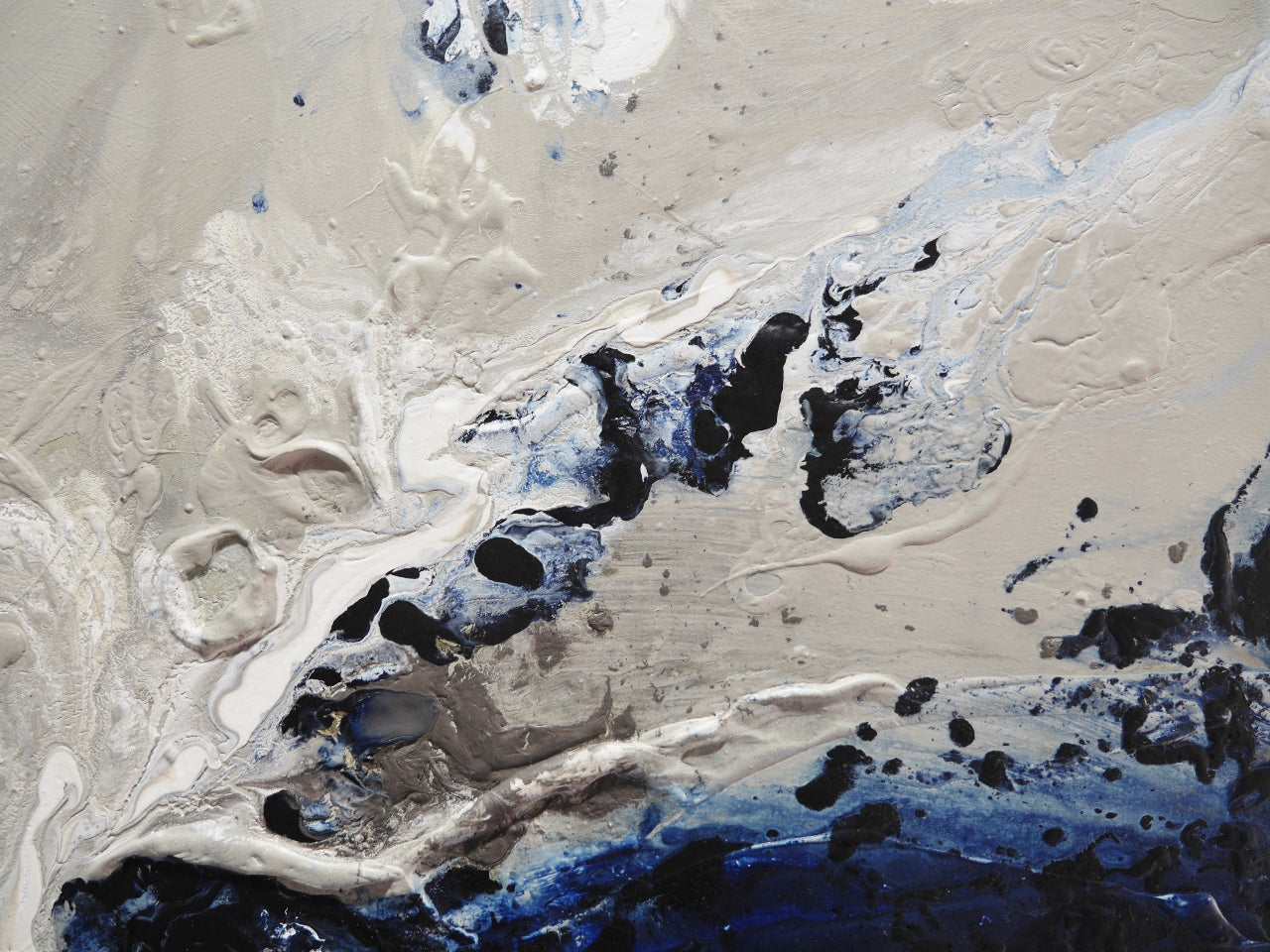 Deep Denim Blue Abstract Textured Canvas Painting 190cm x 100cm - Modern Wall Art for Living Room, Bedroom & Office Decor