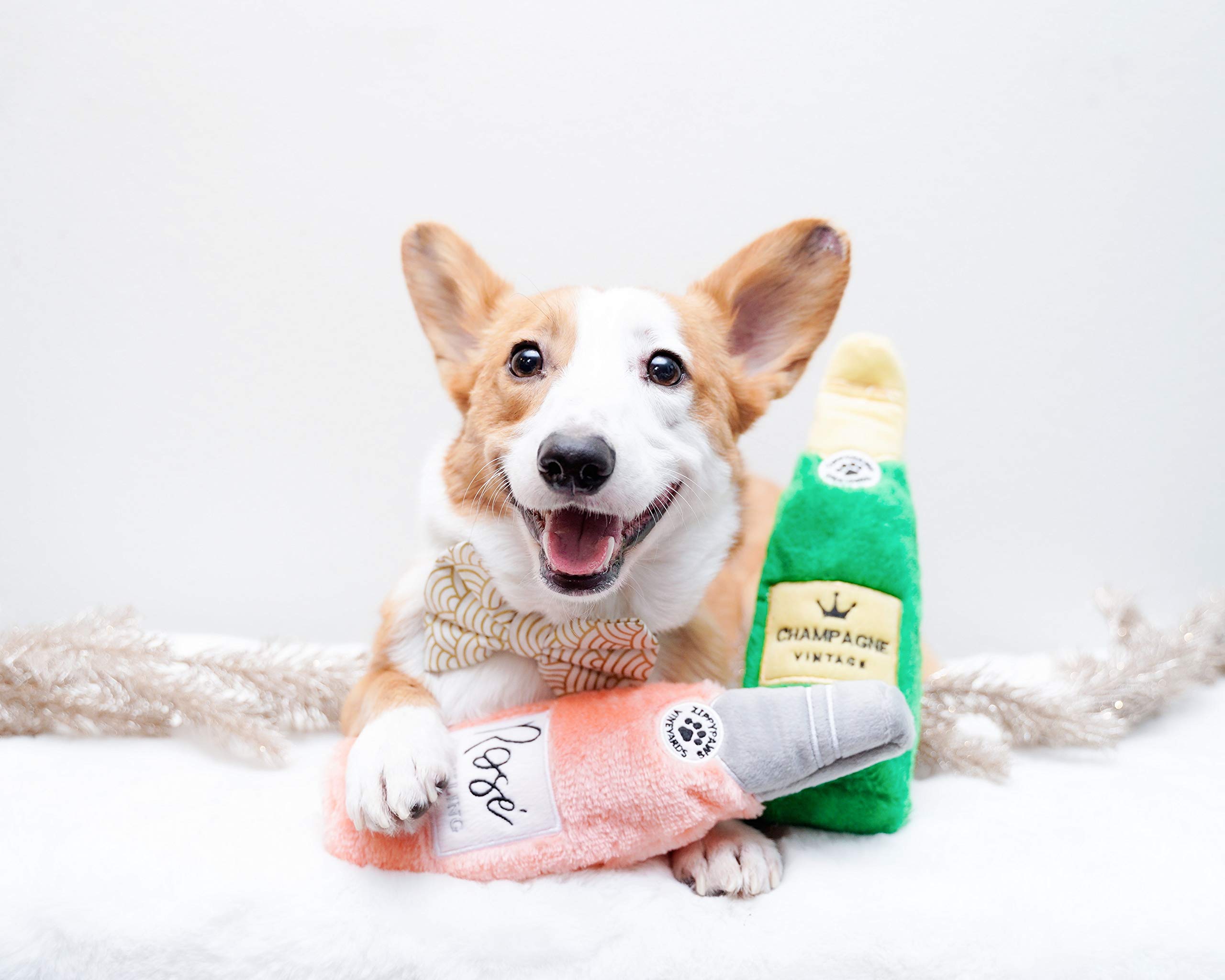 ZippyPaws Happy Hour Crusherz Dog Toys - 3-Pack Crinkle & Squeaky No-Stuffing Pet Toys for Small & Large Dogs | Wine-Themed Interactive Play for Indoor & Outdoor Fun