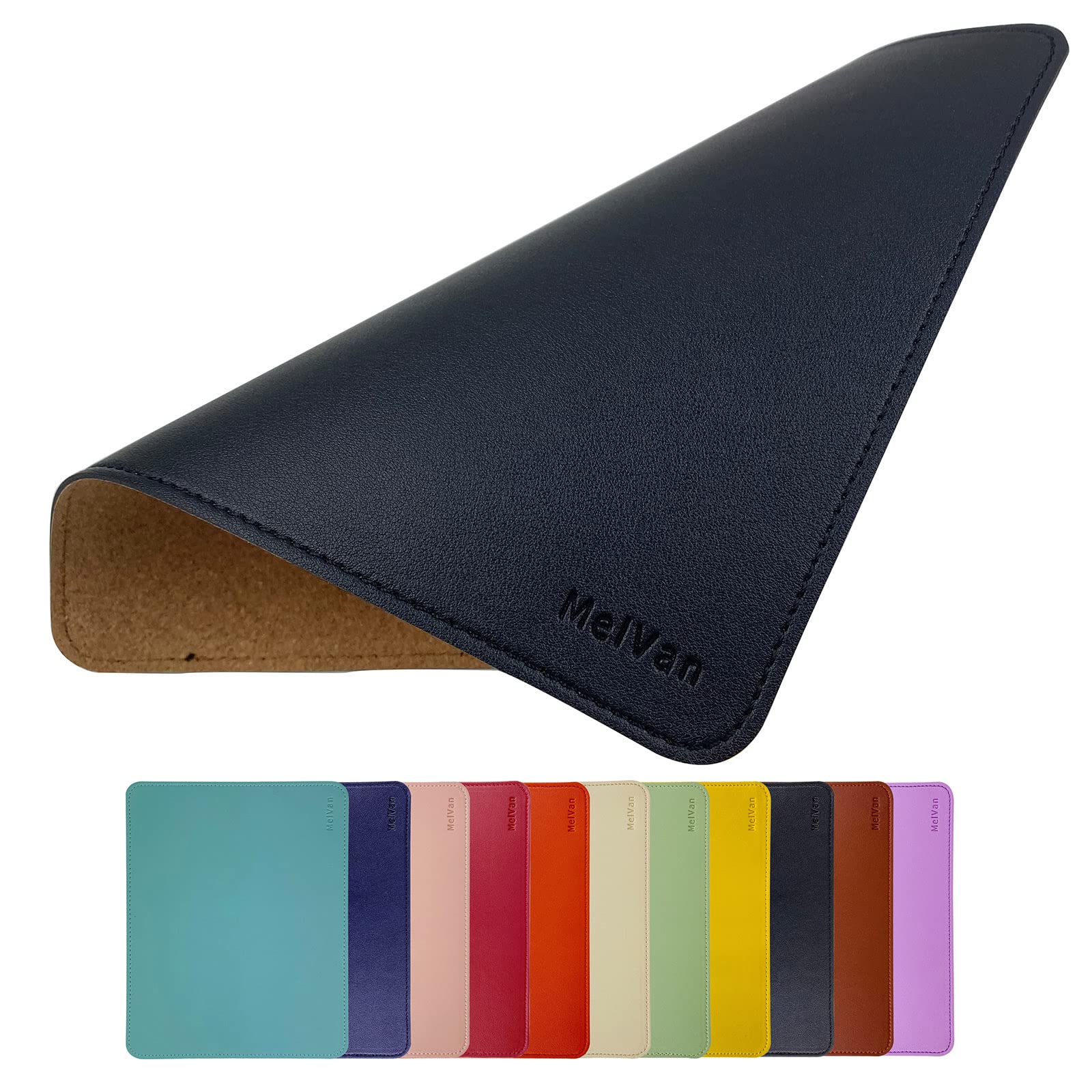 Premium PU Leather Mouse Pad with Stitched Edge - Waterproof Wooden Gaming Mouse Mat for PC, Laptop, Office & Home Use - 10.2