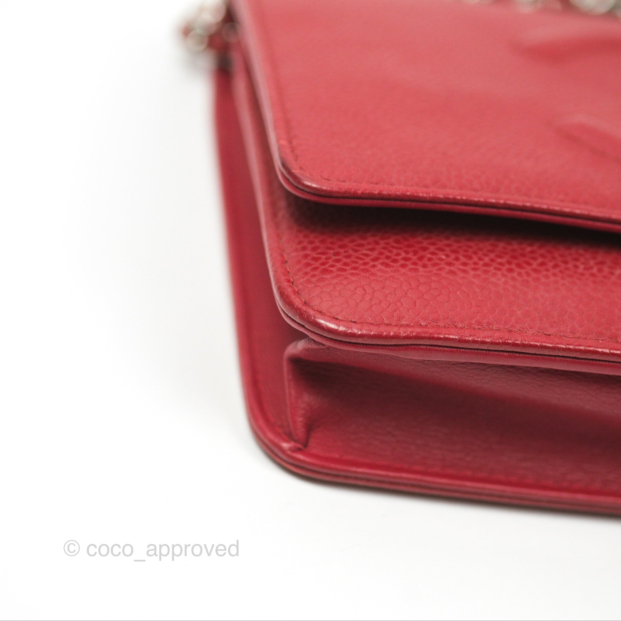 Chanel CC Wallet On Chain WOC Crossbody Bag - Red Caviar Leather with Silver Hardware | Perfect for Evening Events, Parties & Date Nights