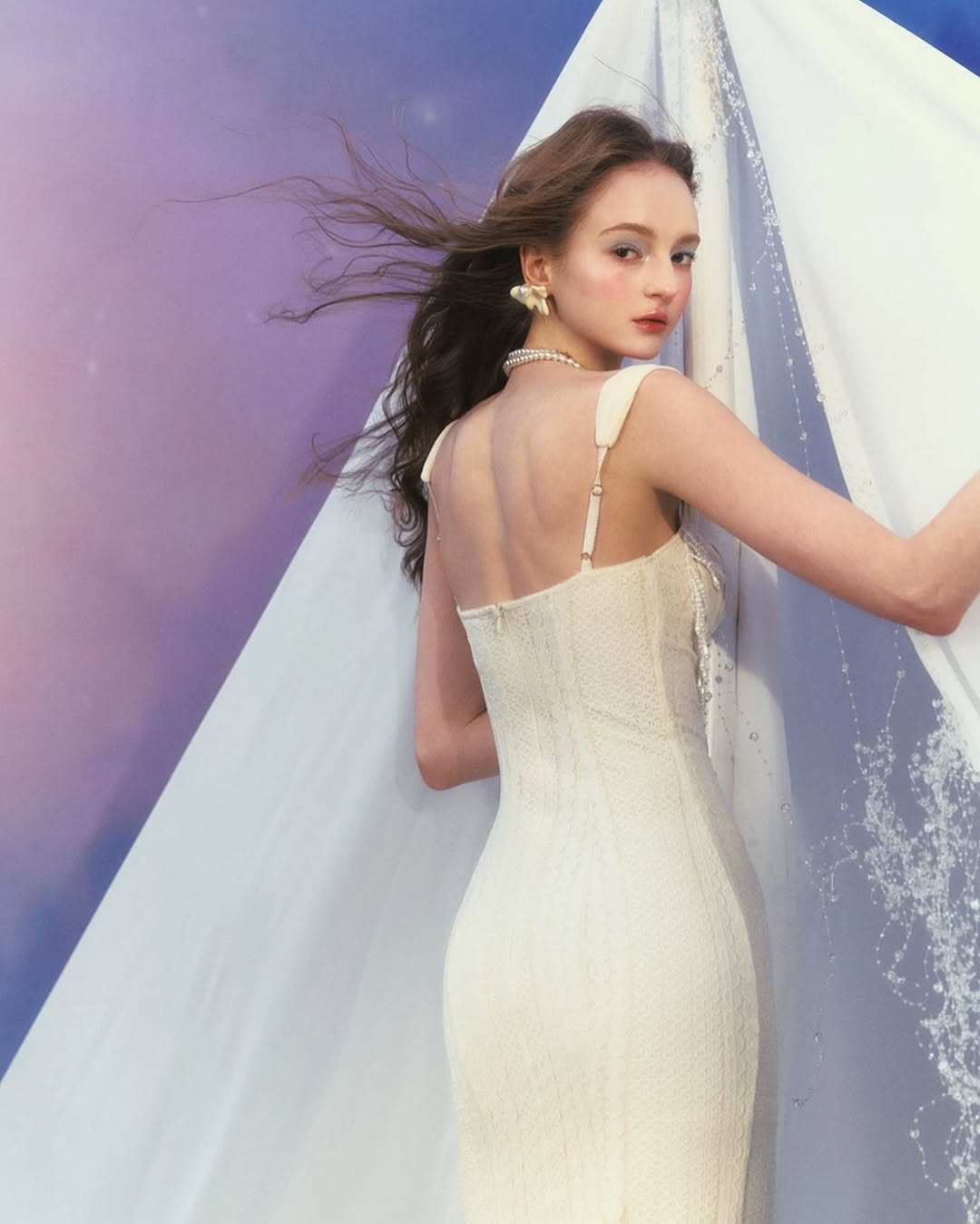 Atalanta Embellished Flared Midi Dress in Cream White - Elegant Boho Chic Dress for Weddings, Parties & Special Occasions