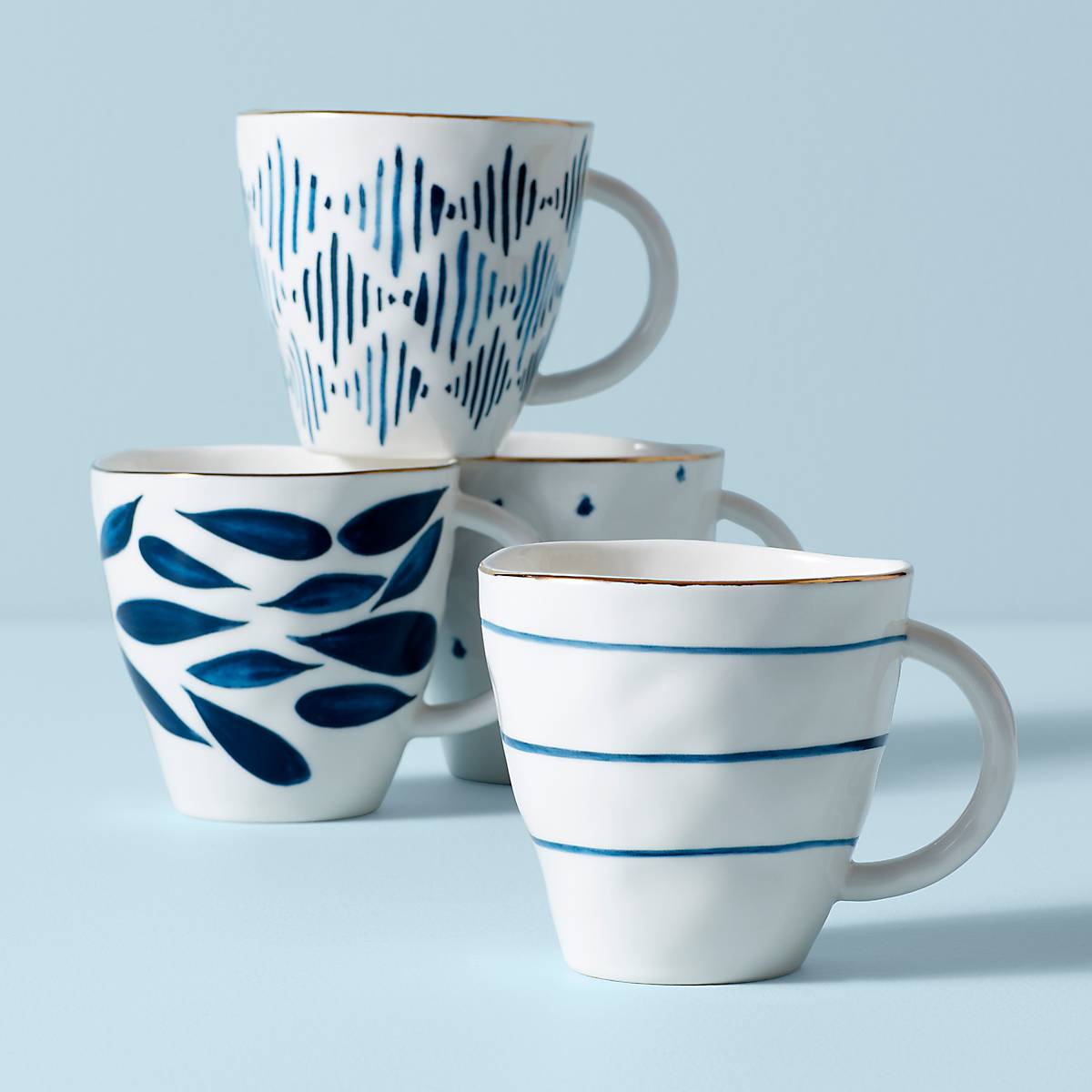 Blue Bay Dessert Mugs Set of 4 - Ceramic Coffee Cups with Handles for Ice Cream, Pudding & Parfait - Perfect for Parties, Dessert Bars & Home Dining