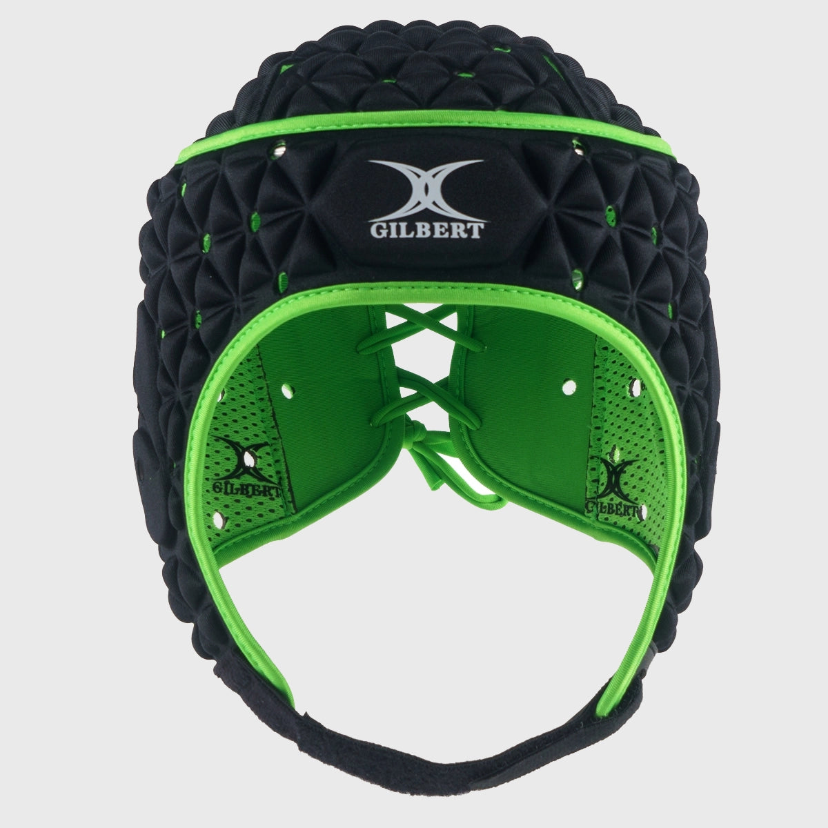 Gilbert Ignite Rugby Headguard - Black & Green - Protective Rugby Gear for Training & Matches - Lightweight & Comfortable for Youth & Adult Players