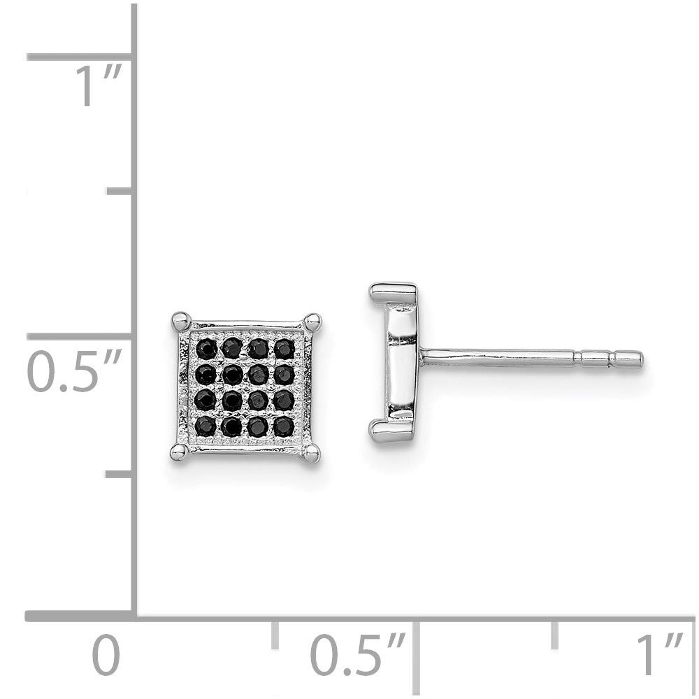 925 Sterling Silver Black Cubic Zirconia Pave Square Stud Earrings for Women - Hypoallergenic Fine Jewelry Gift for Her - Perfect for Weddings, Parties & Everyday Wear