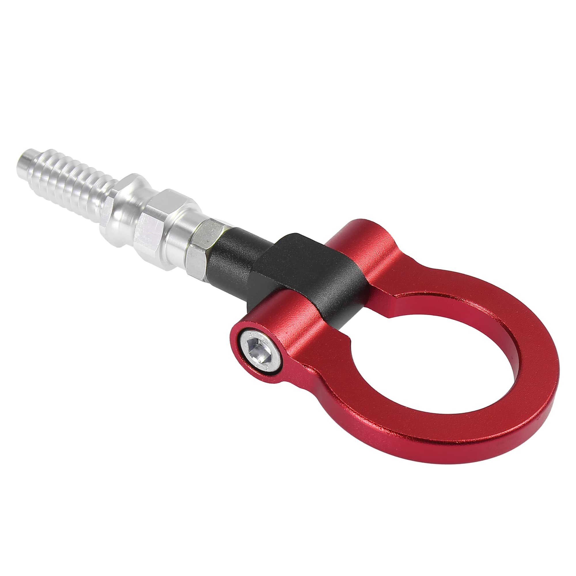 Red Aluminum Alloy Car Tow Hook Kit - Durable Front Bumper Towing Eye for Off-Road & Recovery