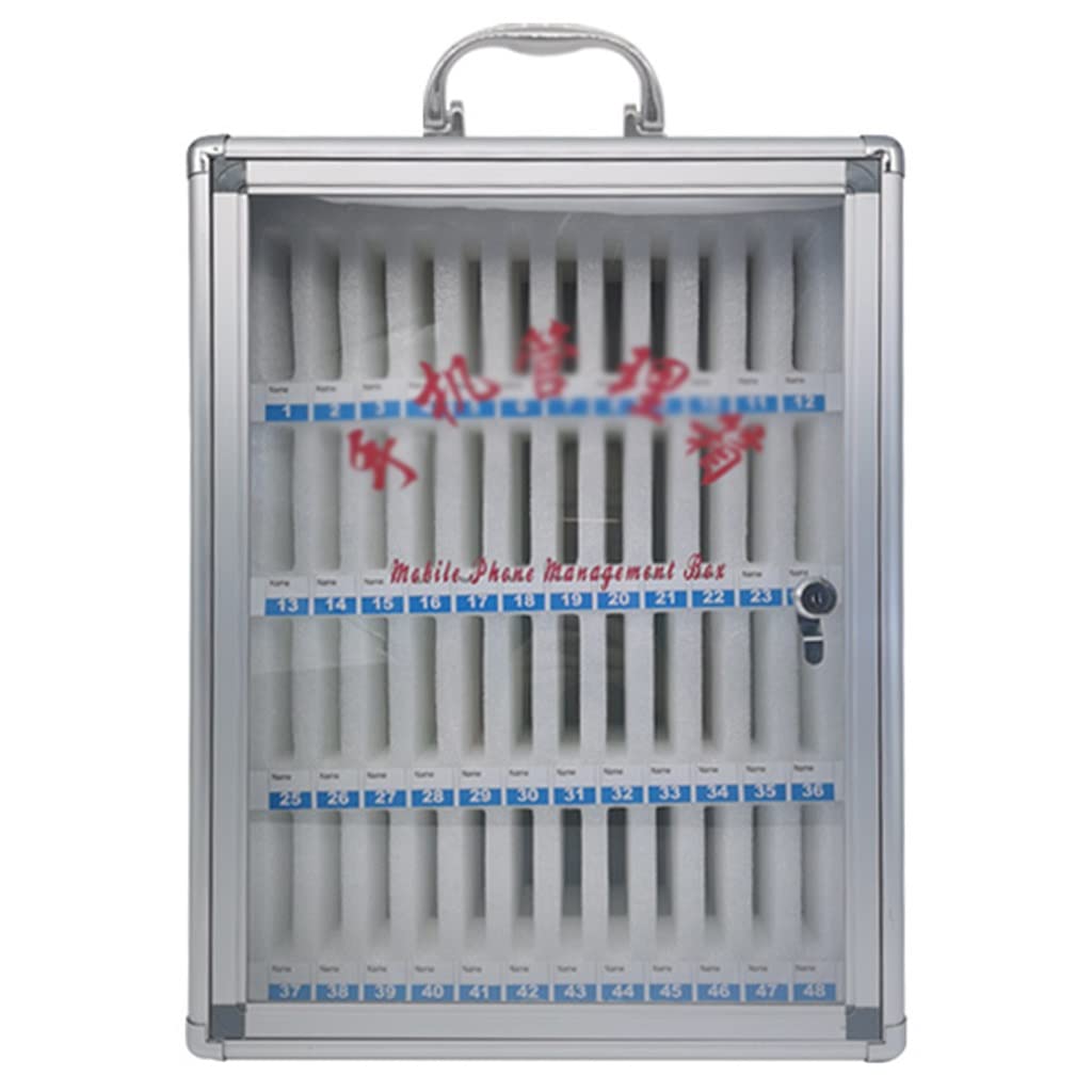 Aluminum Alloy Wall Mounted Phone Storage Cabinet - 60 Slot Lockable Cell Phone Holder with Handle for Classroom, Office & Home Organization | Secure Device Management Solution