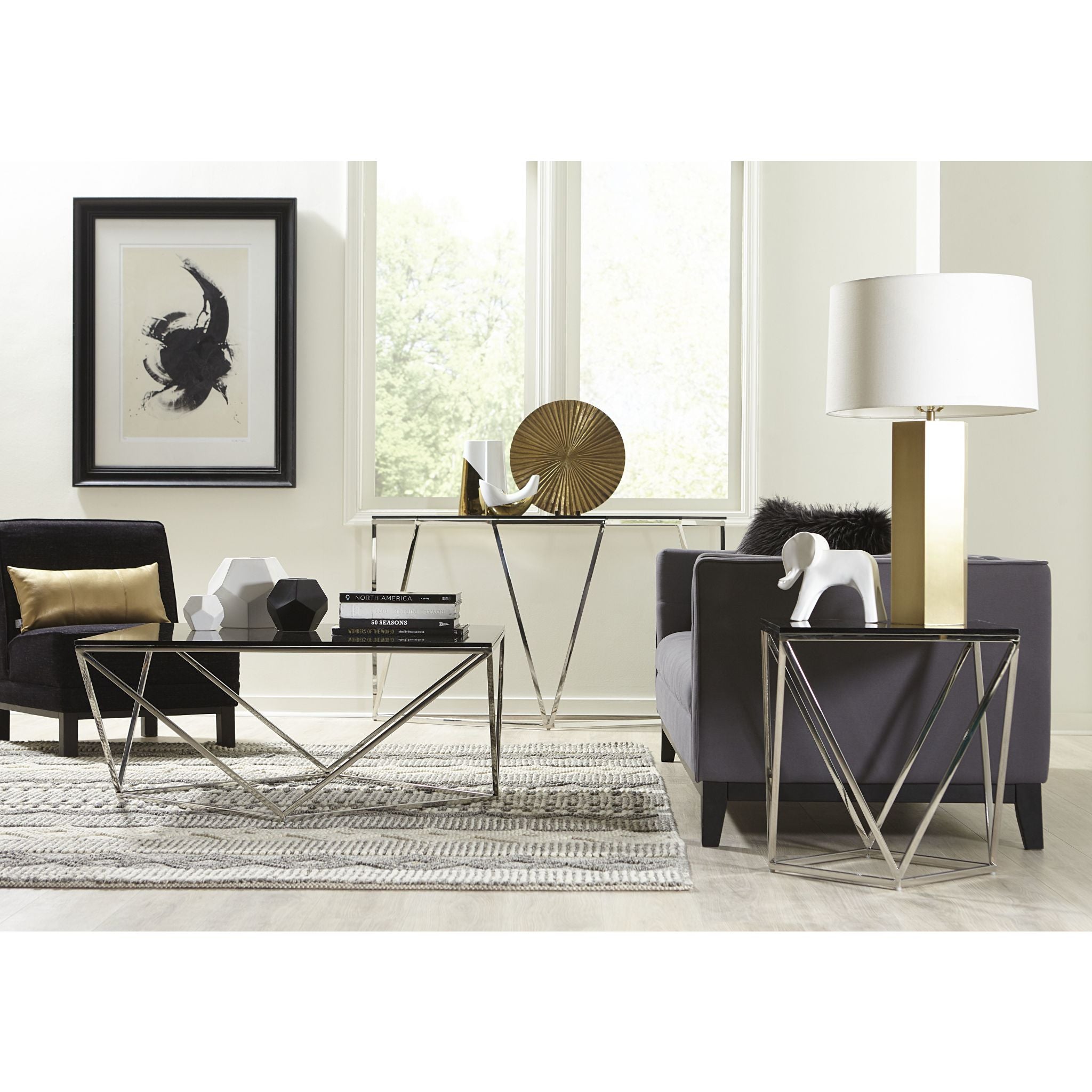 Aria Modern Smoked Wood Console Table - Entryway Sofa Table for Hallway, Living Room & Bedroom Decor
