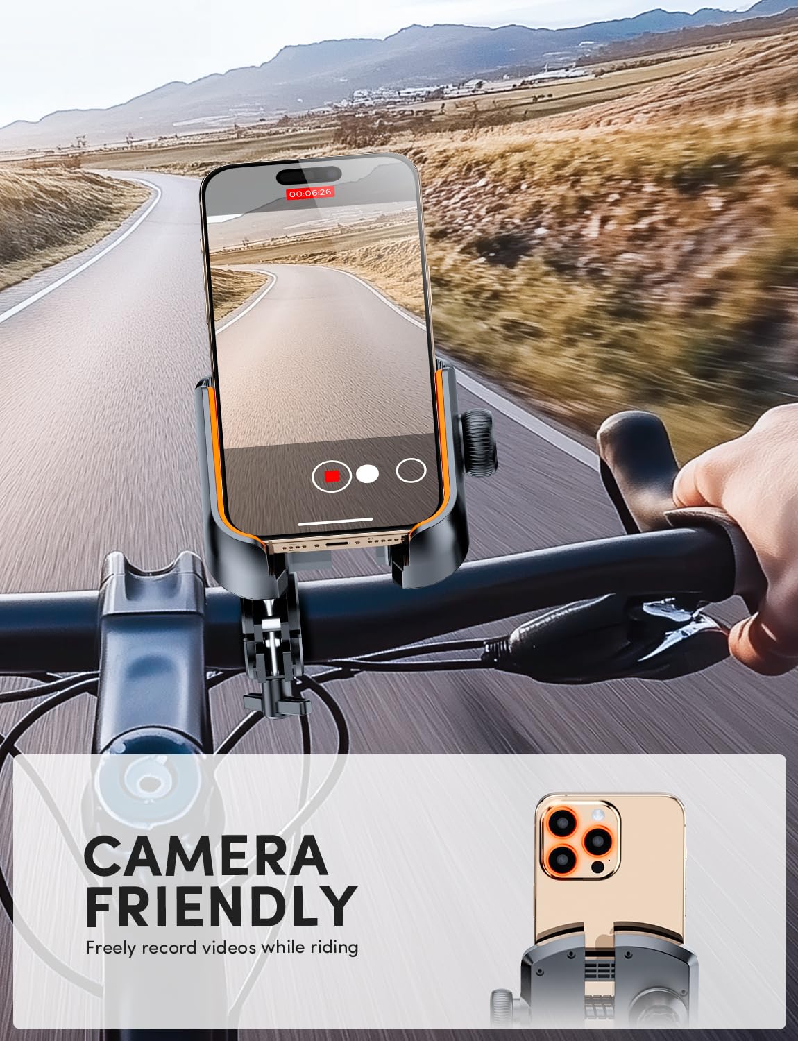 Bike Phone Holder - Rotatable Handlebar Mount for iPhone & Samsung - Perfect for Cycling & Scooters