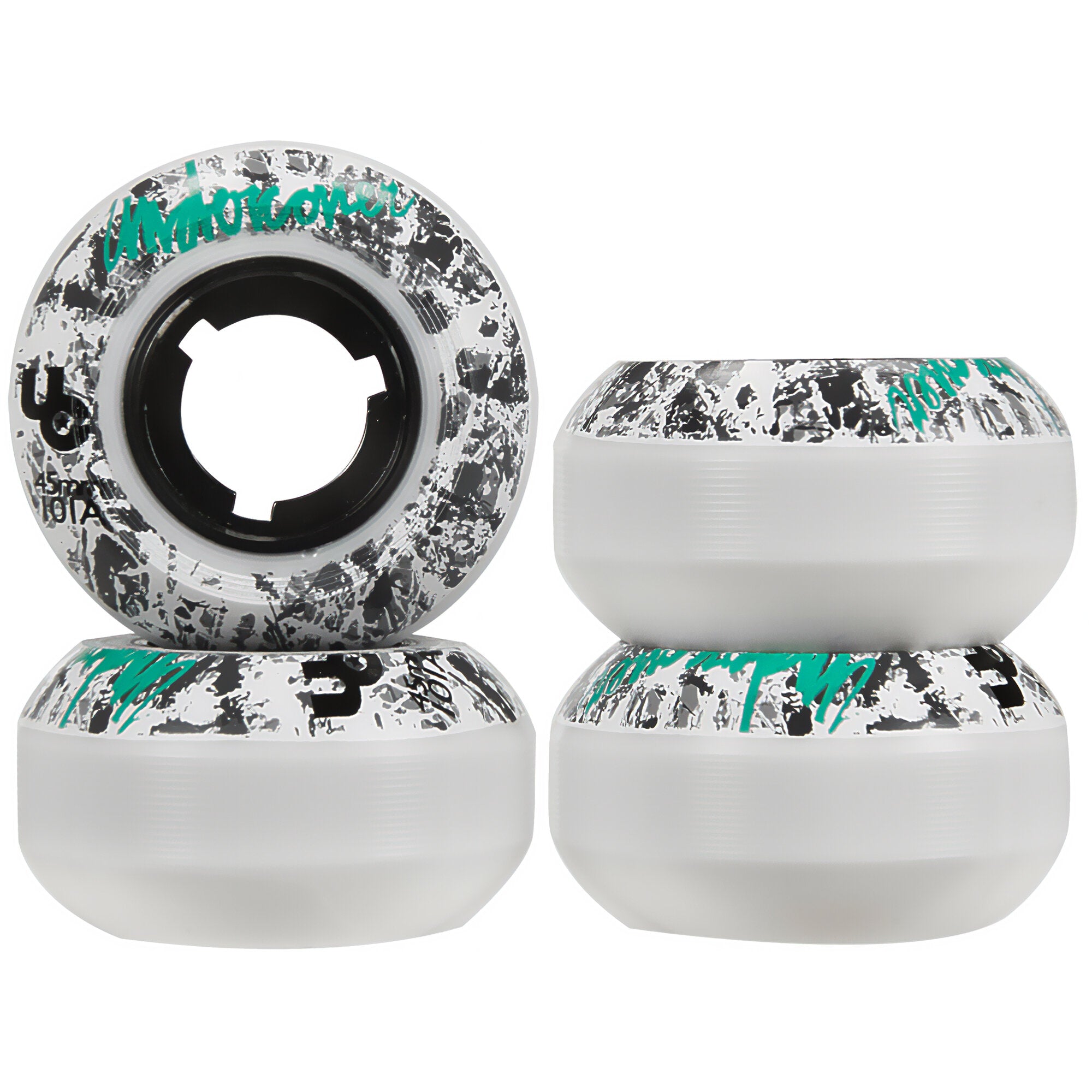Antirocker 45 White Wheels - 4 Pack Set for Aggressive Inline Skating & Rollerblading | Perfect for Skate Parks, Street Skating & Stunt Performances