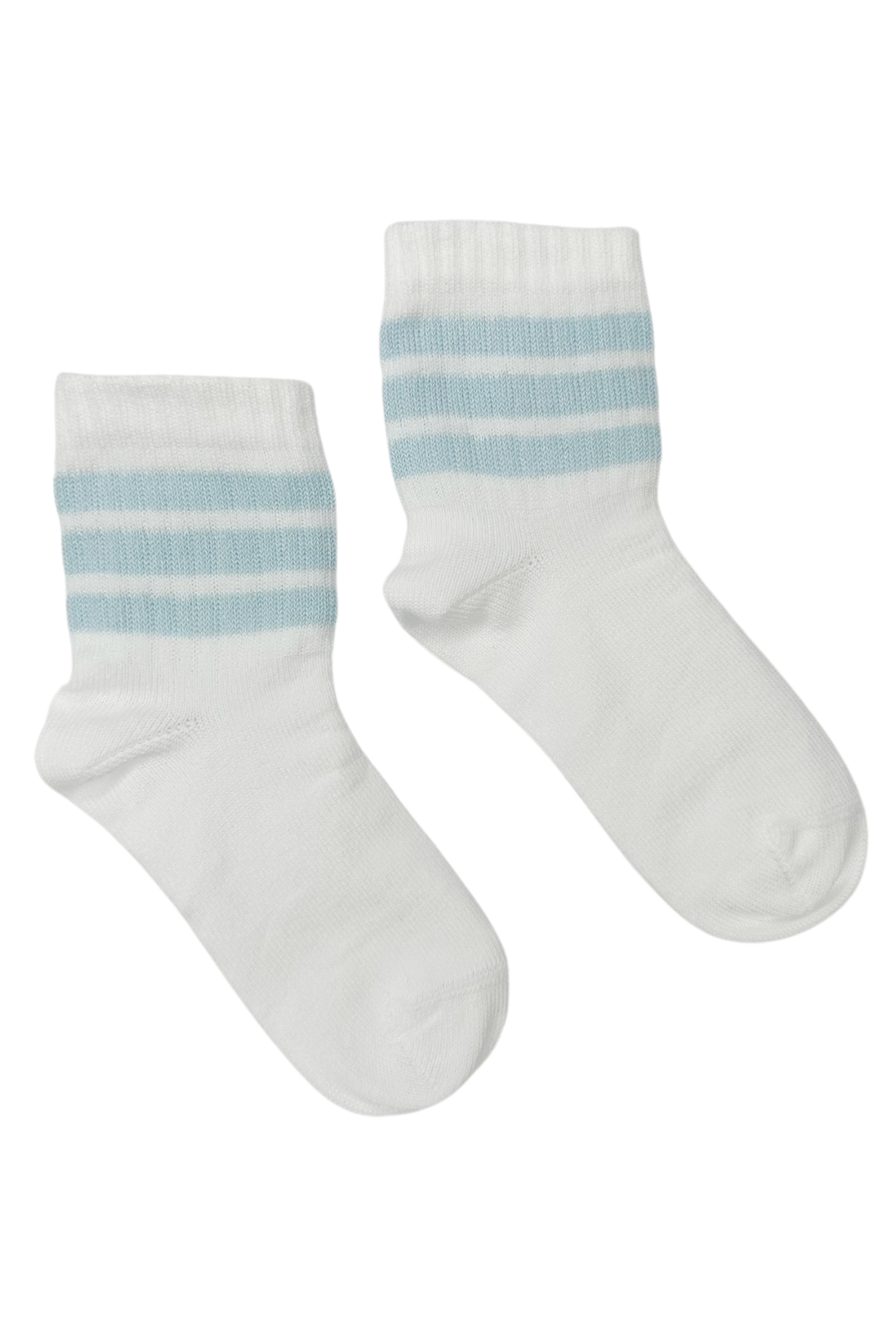 Baby Blue Striped Athletic Socks for Kids - Comfortable Sports Socks for Running, Basketball & School Activities