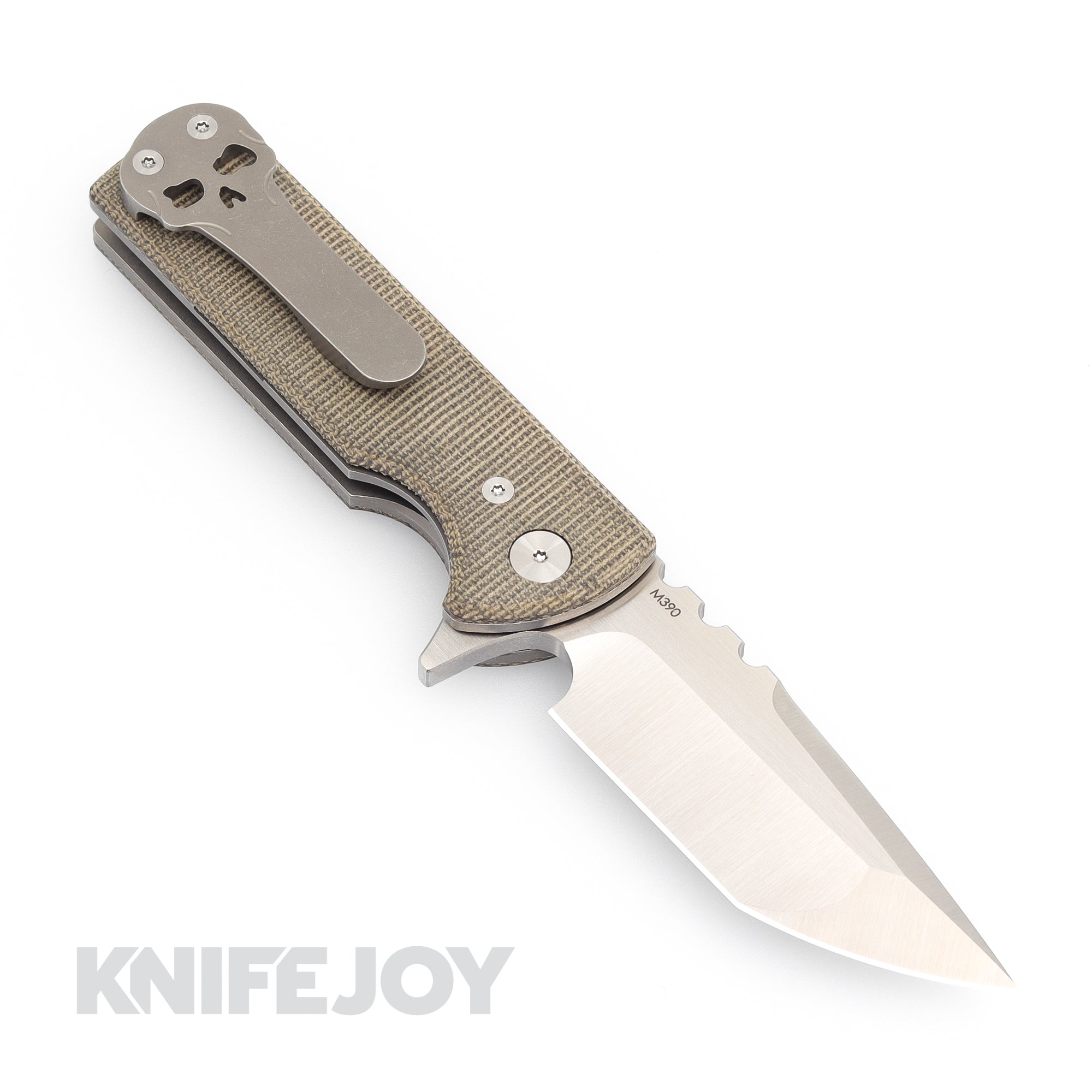 Chaves Knives T.A.K. Tanto Blade Folding Pocket Knife - Green Micarta Handles, Belt Finish - EDC, Outdoor, Camping & Survival Gear