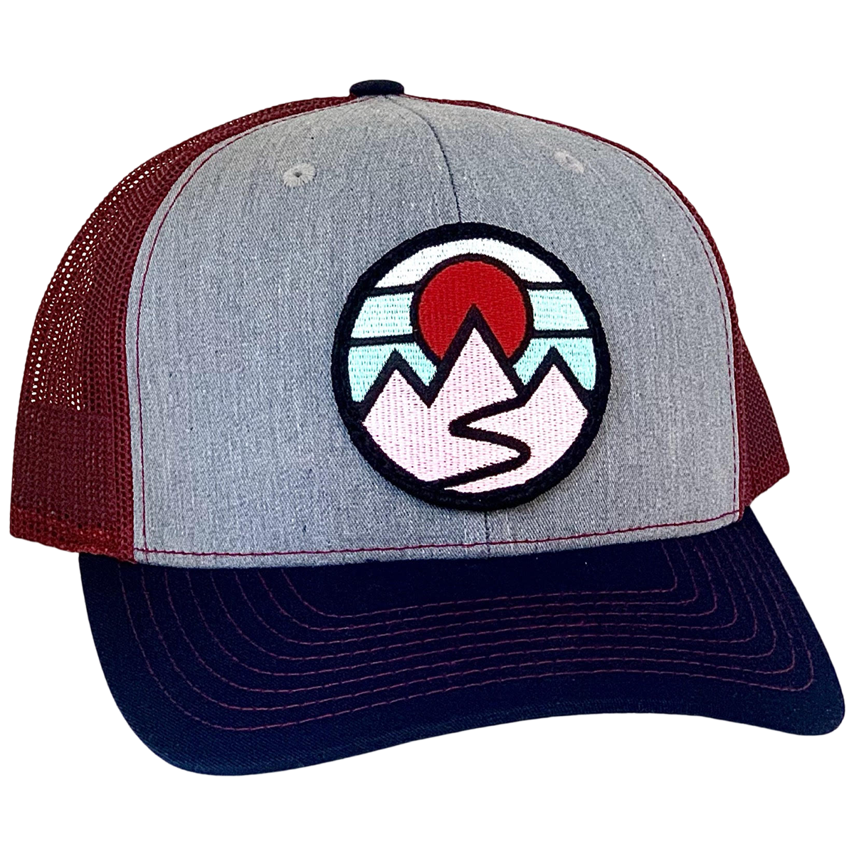 Men's Vintage Curved Brim Trucker Hat with Mountain Design - Perfect for Hiking, Camping & Outdoor Adventures