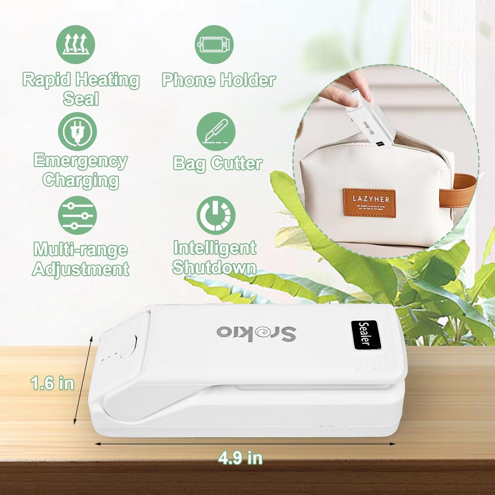 Mini Bag Sealer - 2-in-1 USB Rechargeable Heat Sealer with Built-in Cutter | 3-Speed Adjustable Portable Food Bag Sealing Machine for Chips, Snacks & Pet Food | Perfect for Kitchen Storage, Camping & Travel Use