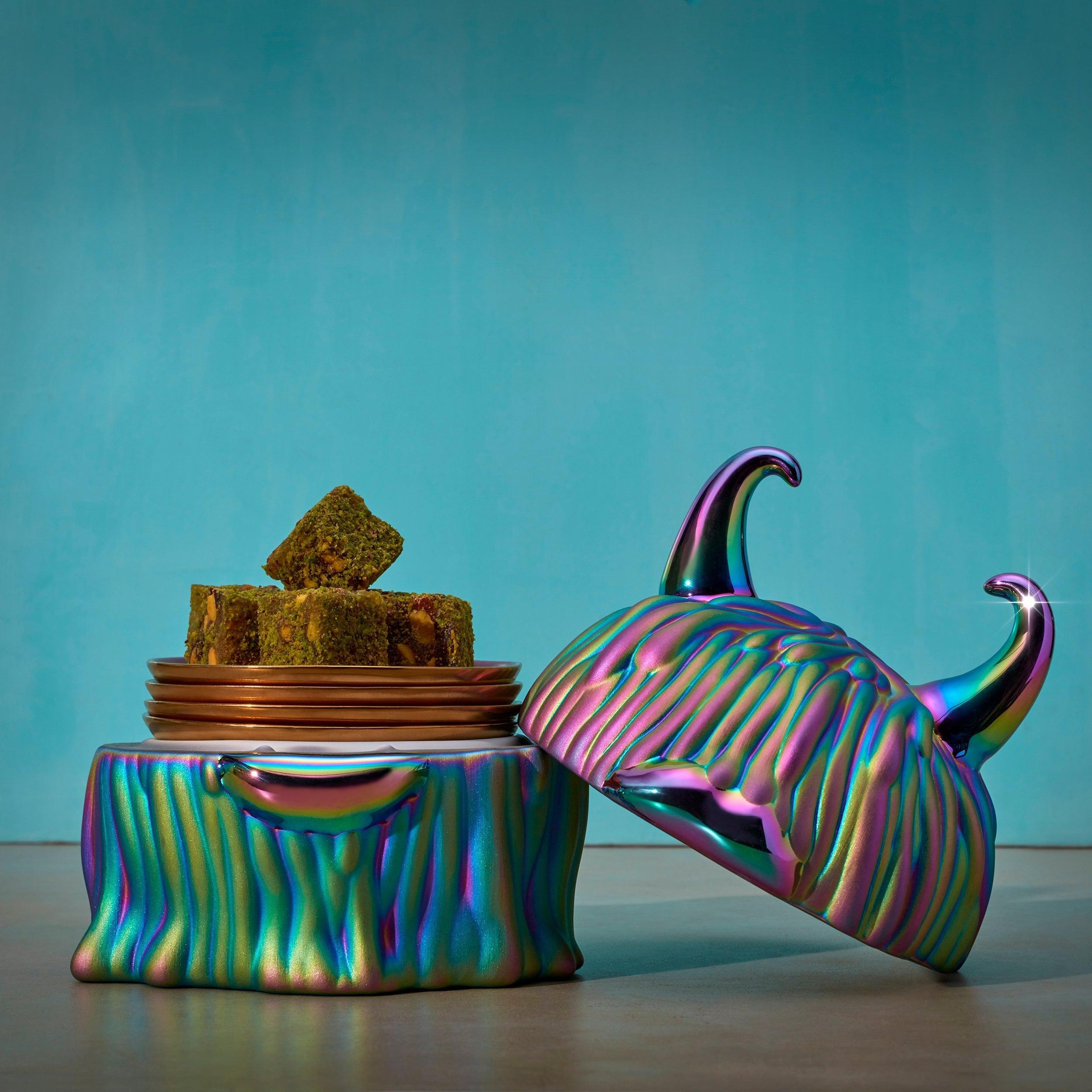 Haas Disco Lynda Box & Plates Set of 4 - Limited Edition (Only 300 Made) - Perfect for Home Decor, Gift Giving & Collectors