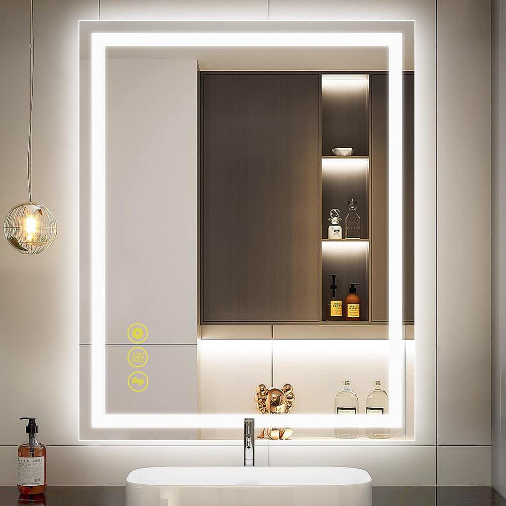 GlareGuard Rectangular Anti-Fog Dimmable LED Bathroom Mirror with Backlit - Perfect for Makeup, Shaving & Skincare Routine