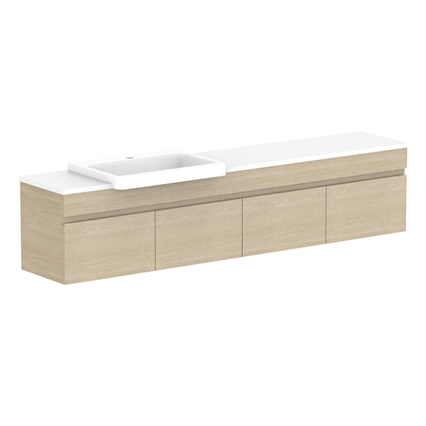 ADP Glacier Pro Semi Recessed All Door Slim Vanity with Solid Surface Top - Modern Bathroom Sink Cabinet for Small Spaces, Perfect for Apartments and Powder Rooms