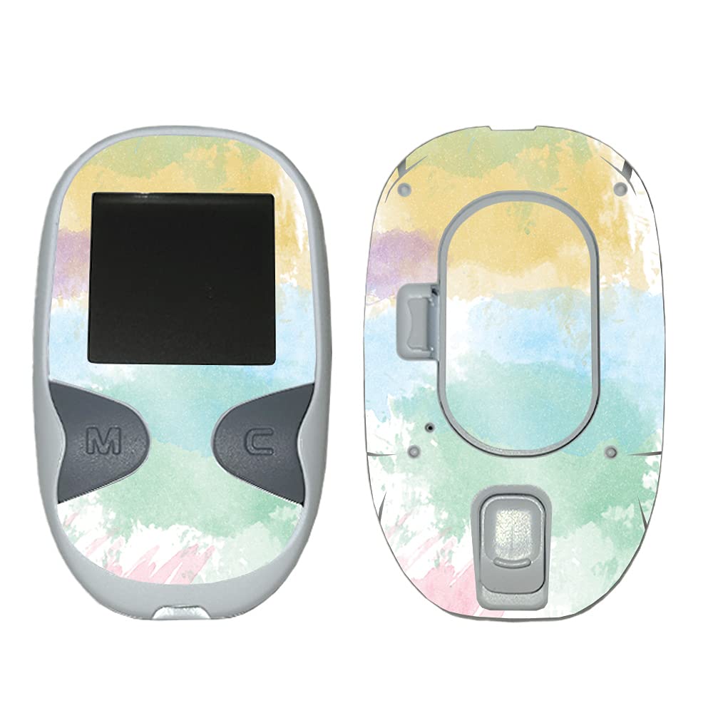 MightySkins Glossy Glitter Skin Cover for Care Touch Glucose Meter - Watercolor White | Protective Durable High-Gloss Finish | Easy to Apply | Made in USA | Perfect for Diabetes Management & Stylish Protection