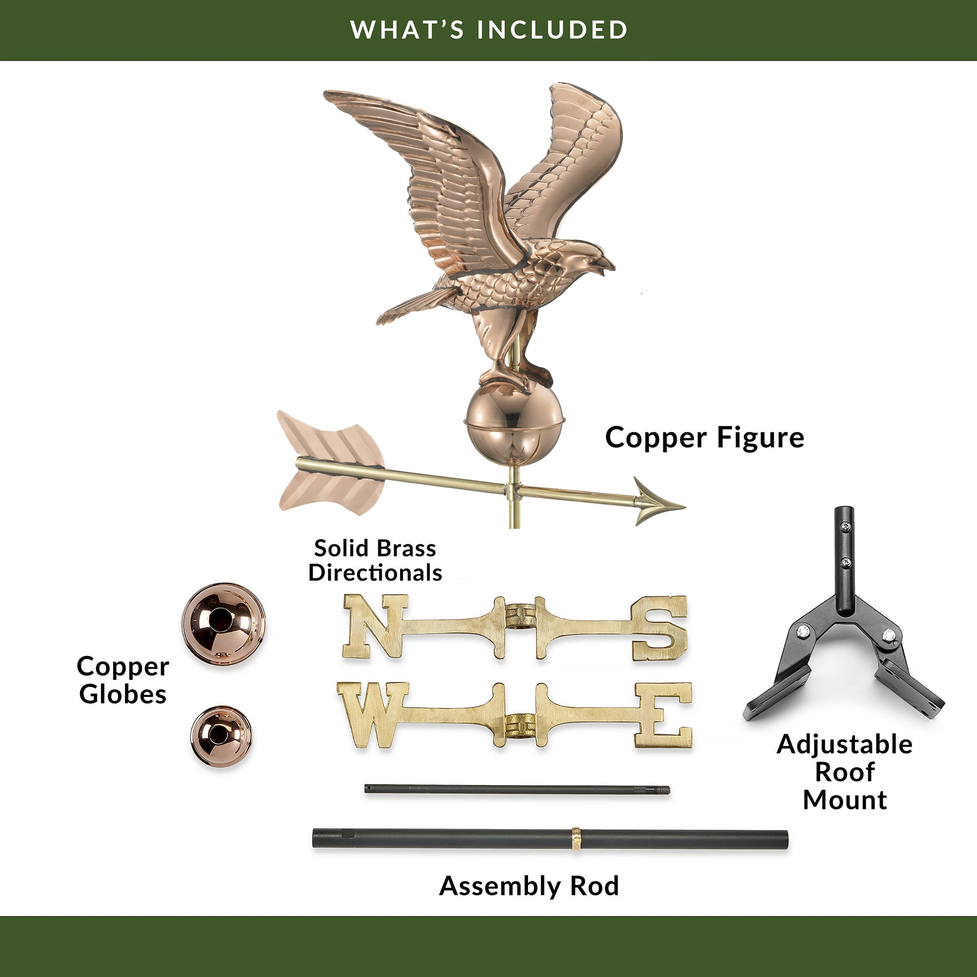 American Eagle Weathervane - Handcrafted Copper Outdoor Decor for Garden, Yard & Farmhouse - Perfect for Rustic Home & Countryside Decorations