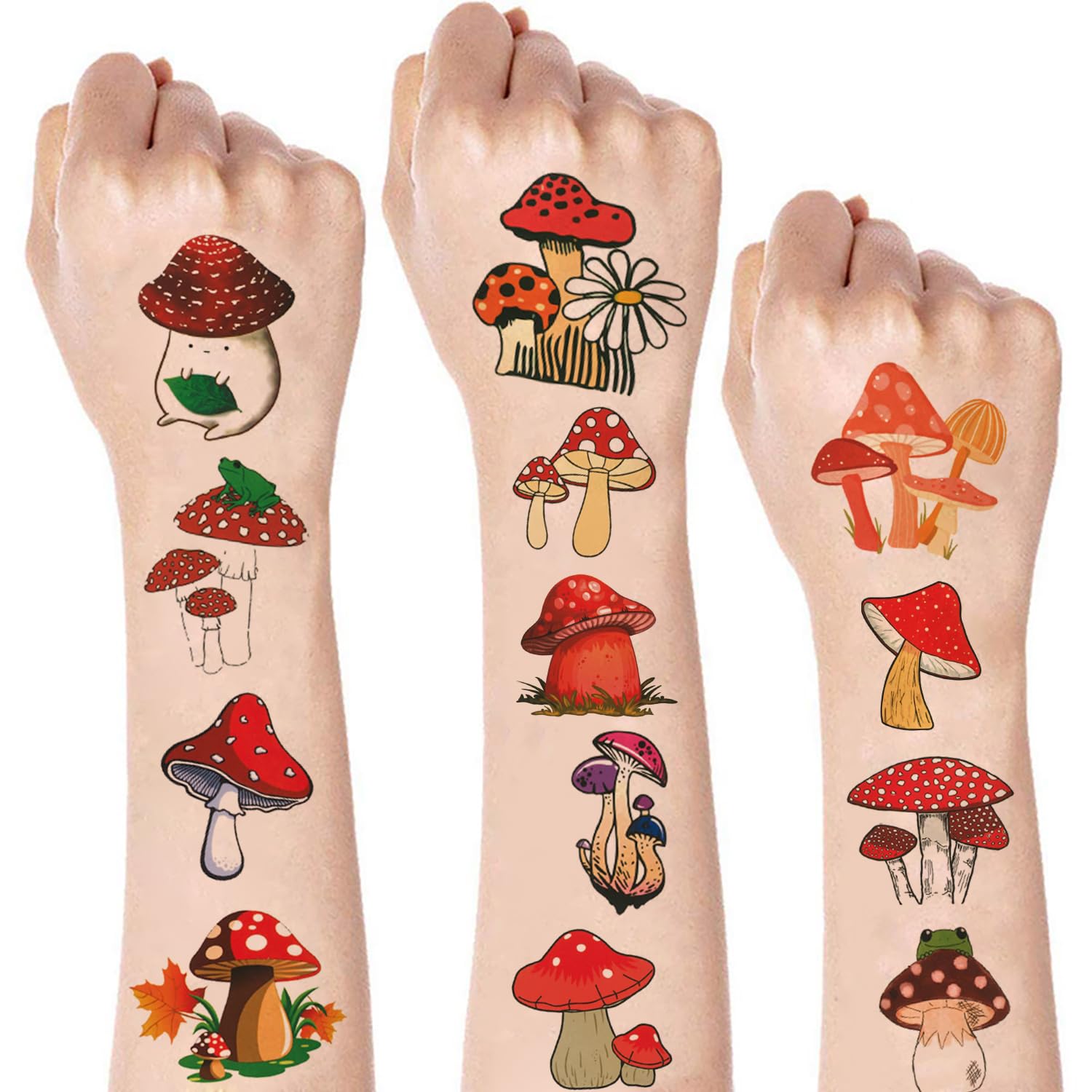 12 Sheets Mushroom Temporary Tattoos for Kids - Cute Fake Tattoo Stickers for Boys & Girls, Mushroom Party Supplies, Birthday Decorations, Classroom Rewards & Game Prizes - Perfect for Birthday Parties, Halloween Costumes & Fun Activities