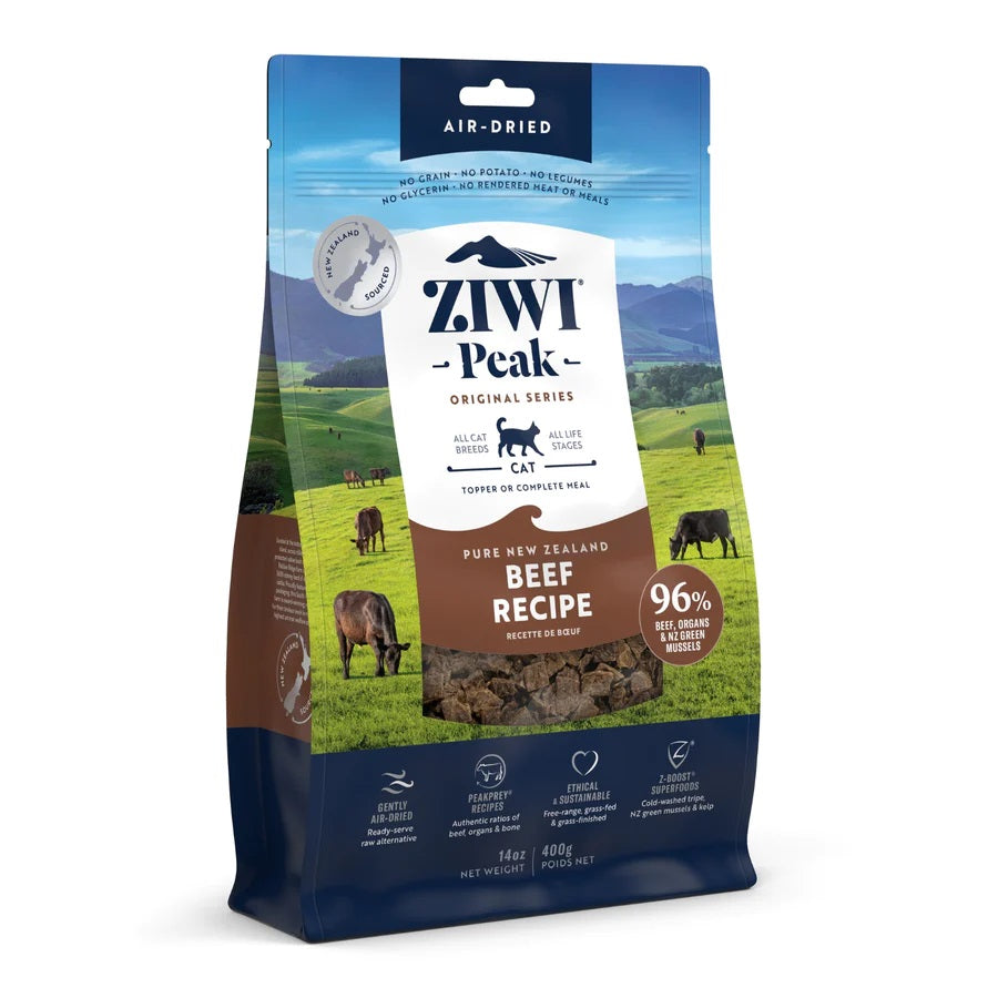 Ziwi Peak Air-Dried Cat Food - Grain-Free Beef Recipe for Adult Cats | High-Protein Natural Pet Food for Indoor & Outdoor Cats