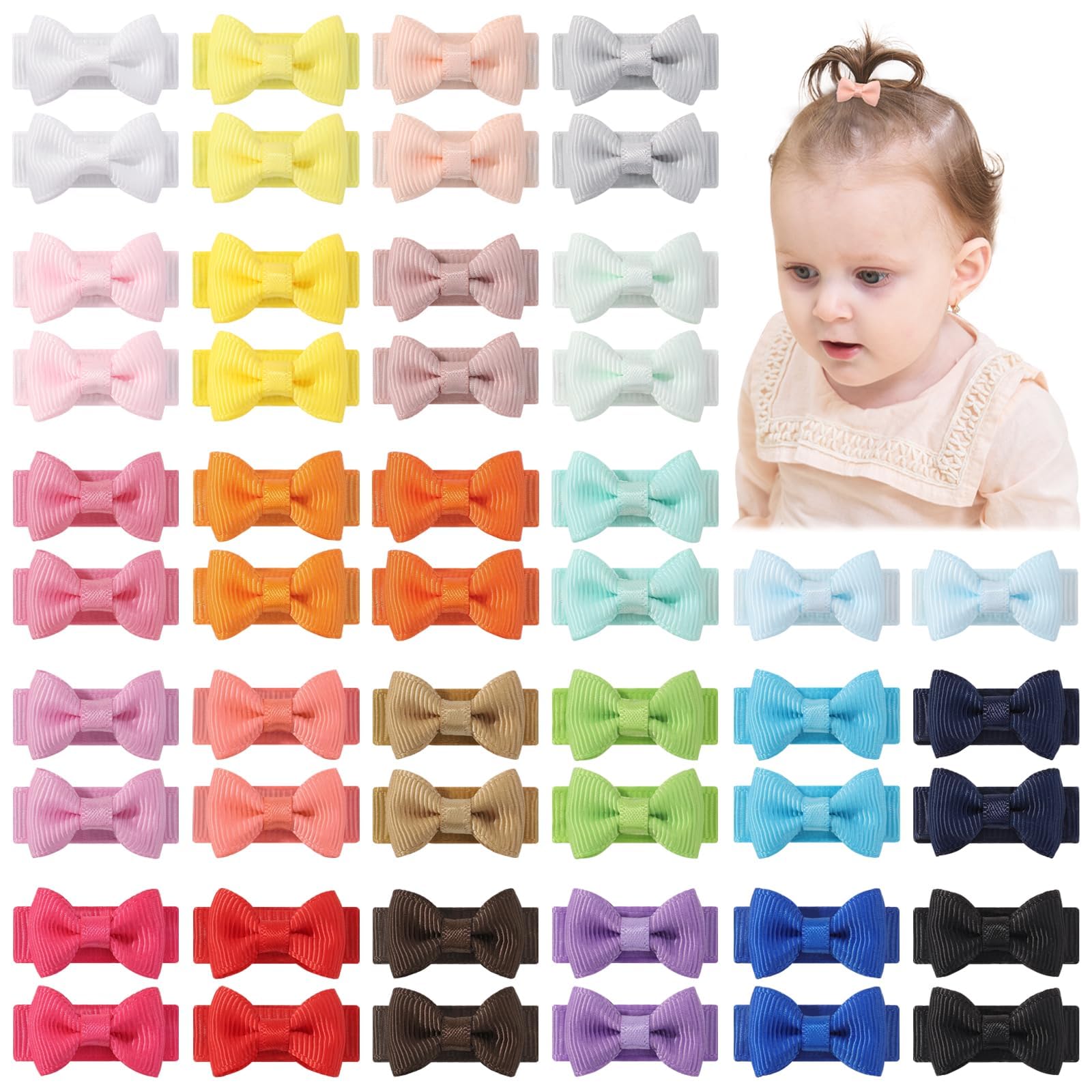50PCS Baby Girls Snap Hair Clips - 1.2